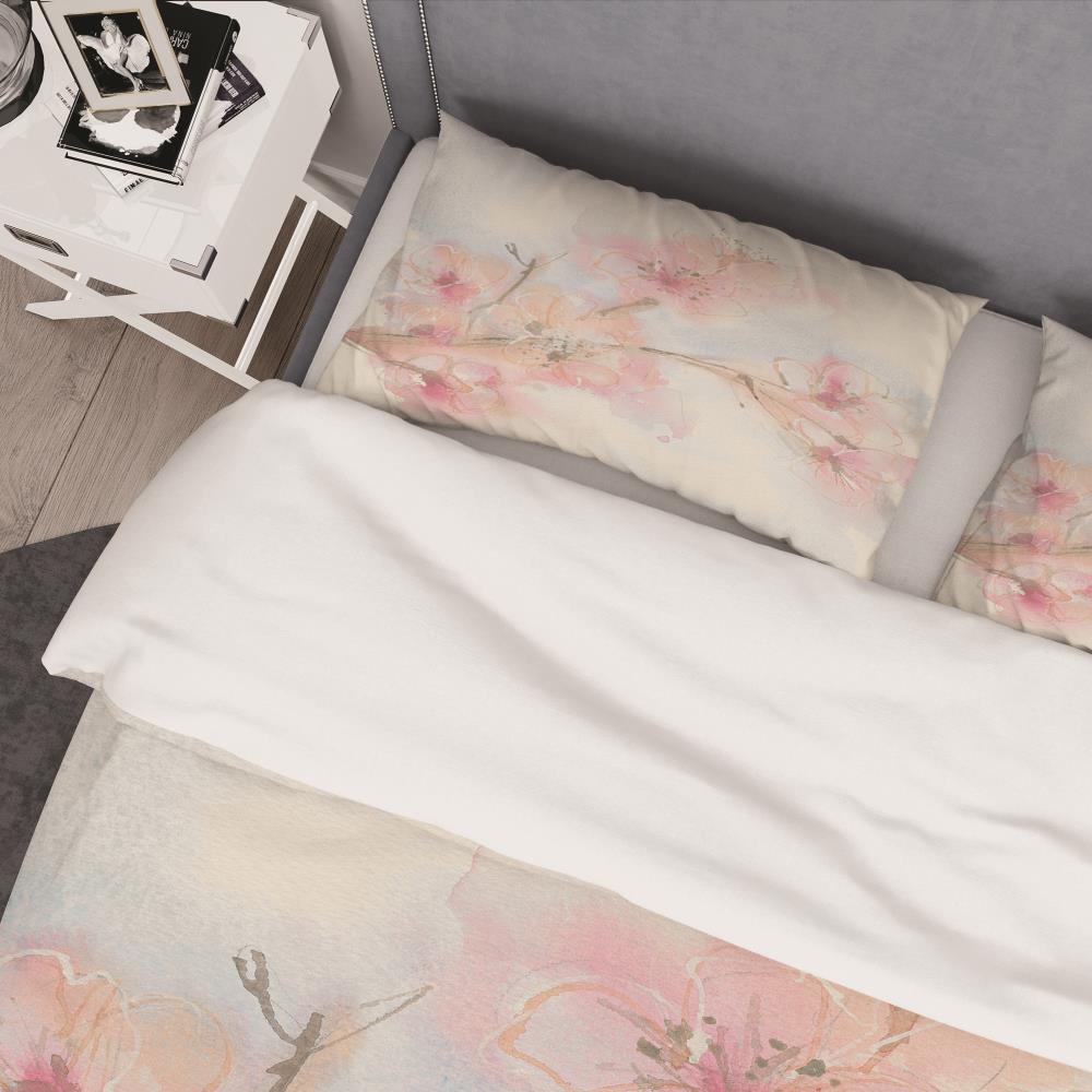King Pink Floral Microfiber Duvet Cover Set