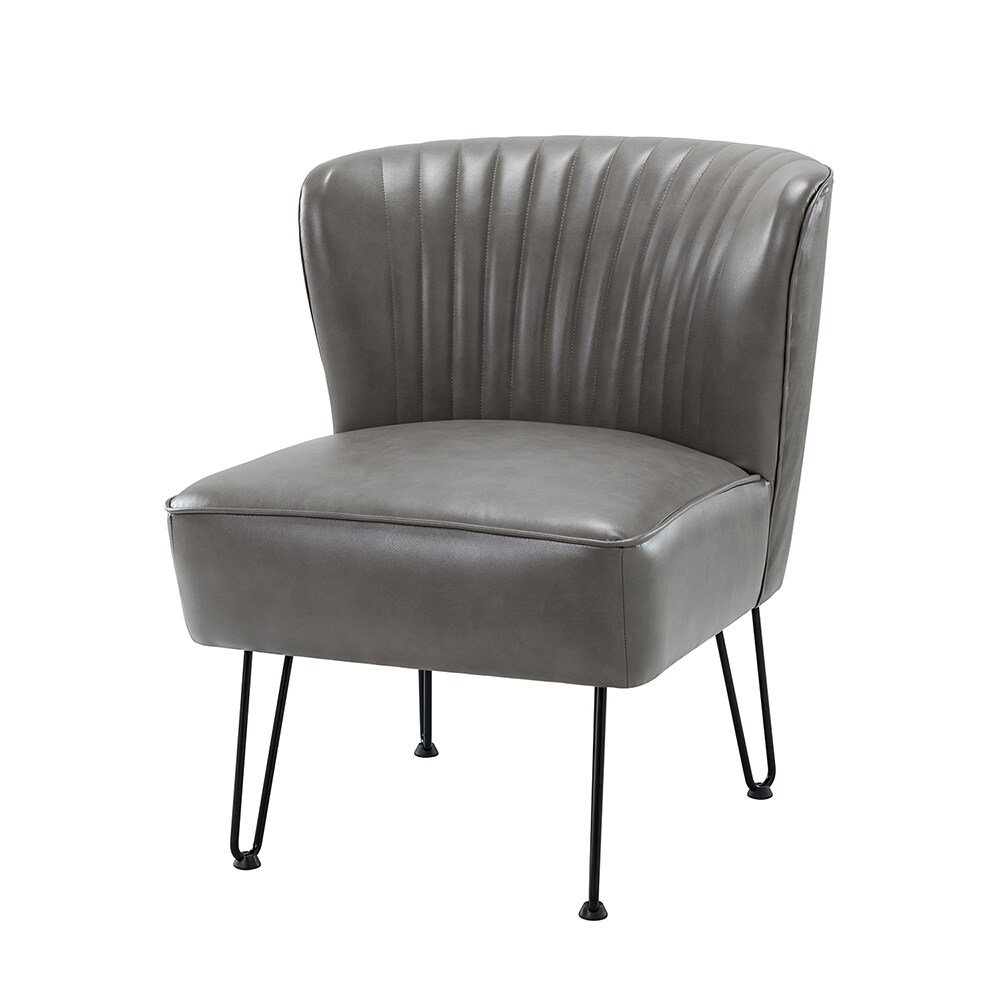 14 Karat Home CHM0196-GREY Modern GREY Faux leather Accent Chair