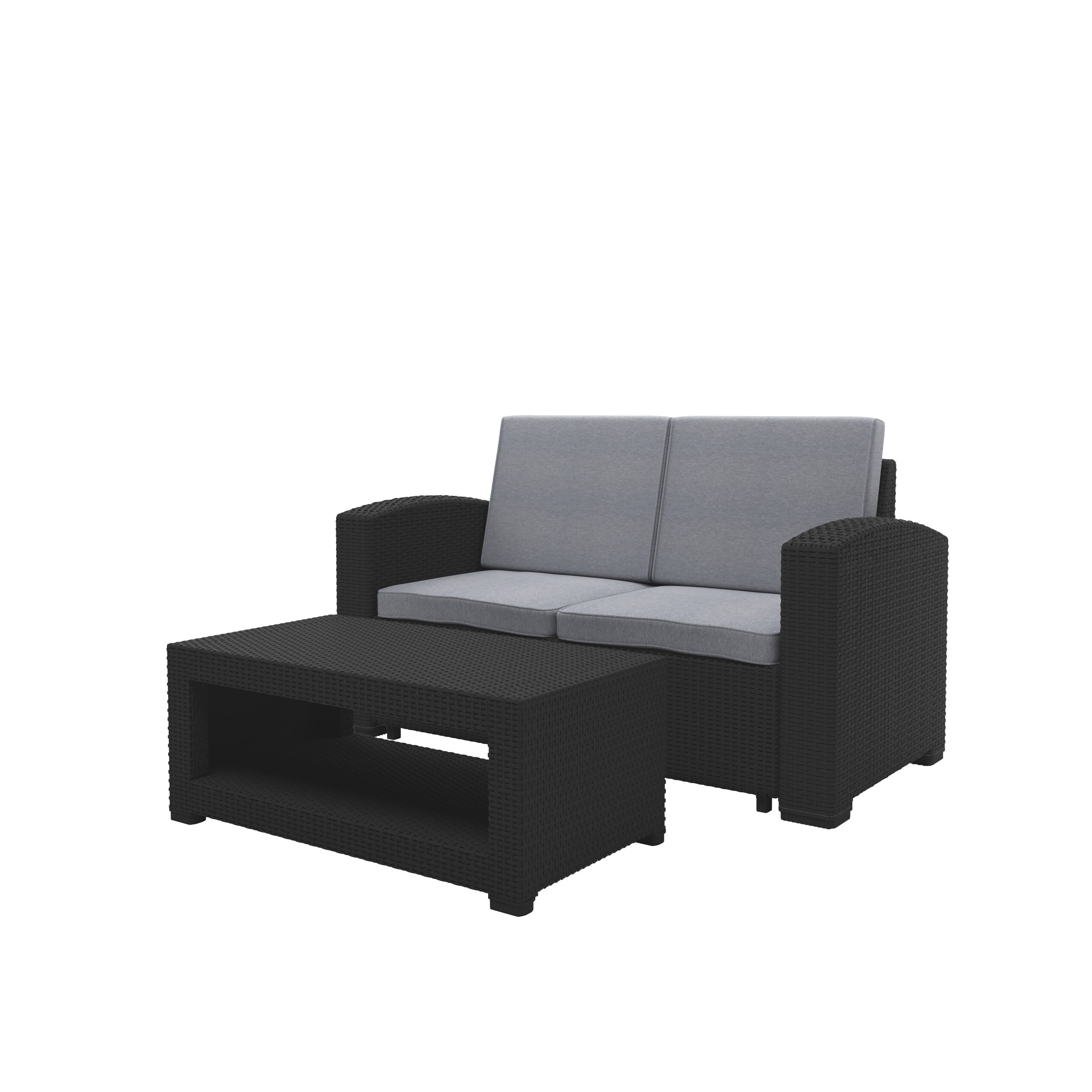CorLiving PLF-112-S Adelaide 2-Piece Rattan Patio Conversation Set with Gray Cushions