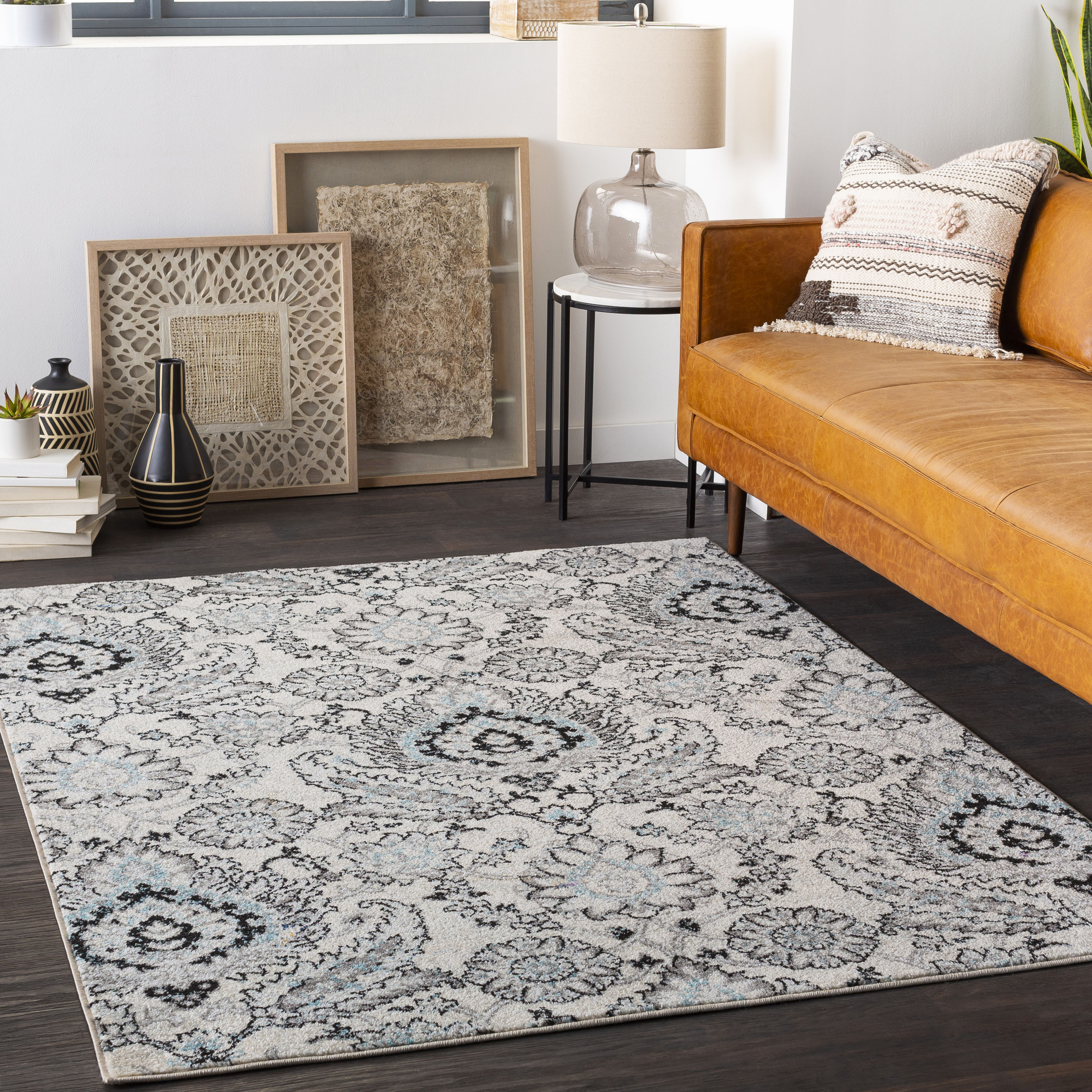 Surya CHE2323-5373 Chester 5 X 7 (ft) Aqua/Gray Indoor Medallion Oriental Area Rug