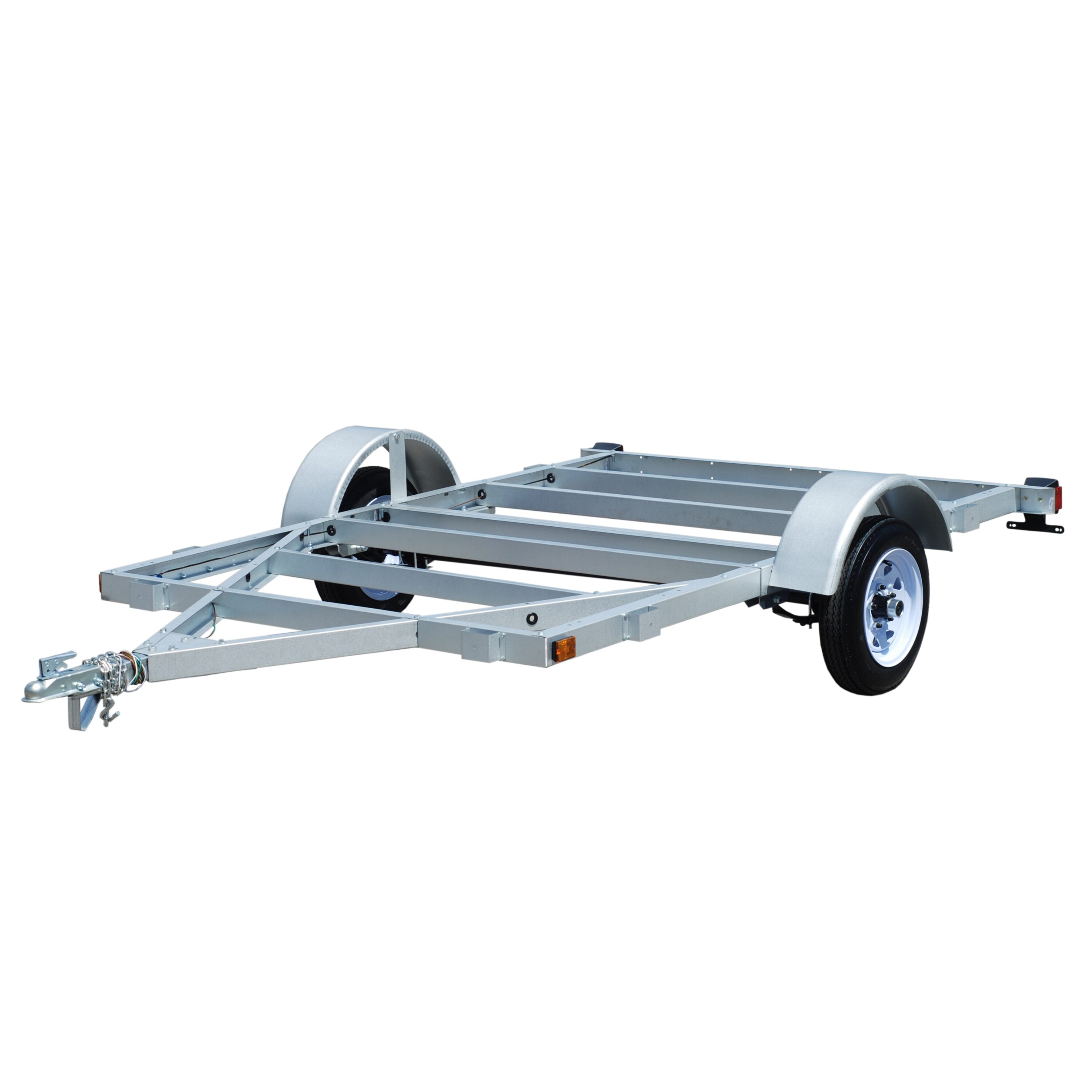 Stirling 5-ft x 8-ft Galvalume Steel Utility Trailer with 1250-lb Load Capacity, Steel Floor, E-Z Lube Hubs, and Dot Approved Lights | 504085