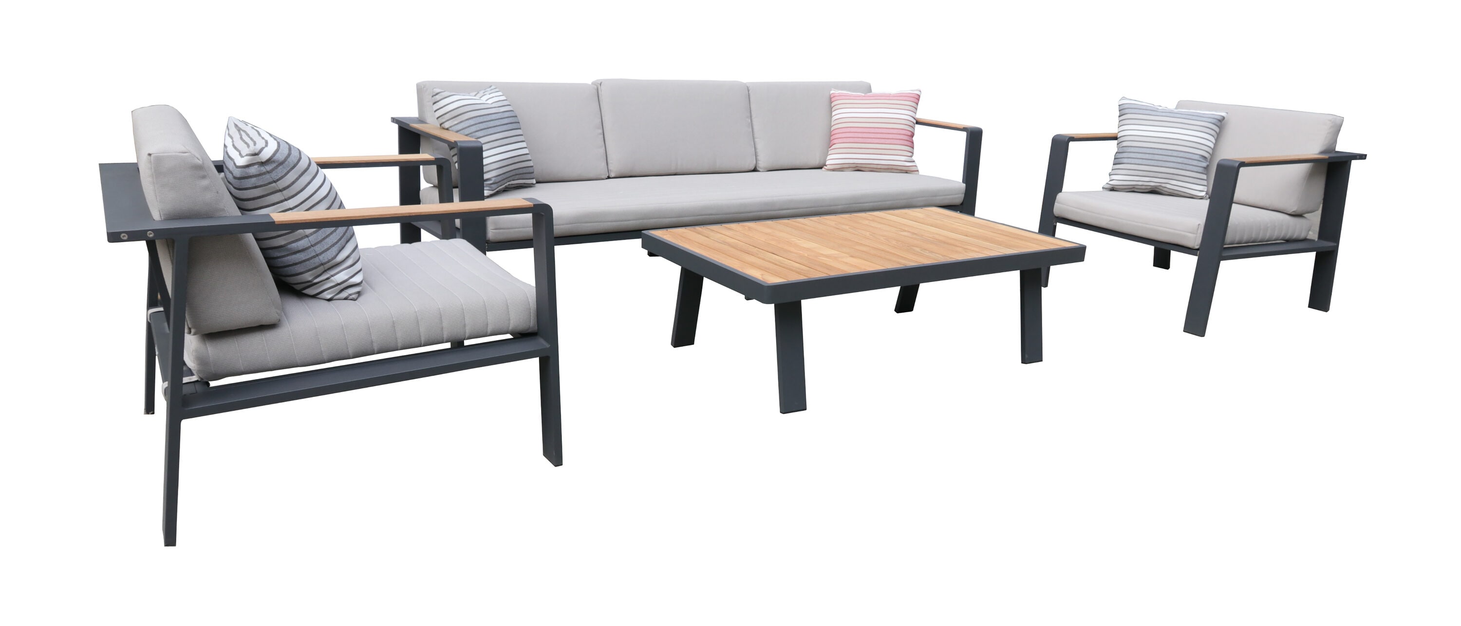 Armen Living SETODNOBE Nofi 4 -Piece Patio Sofa Conversation Set with Gray Cushions