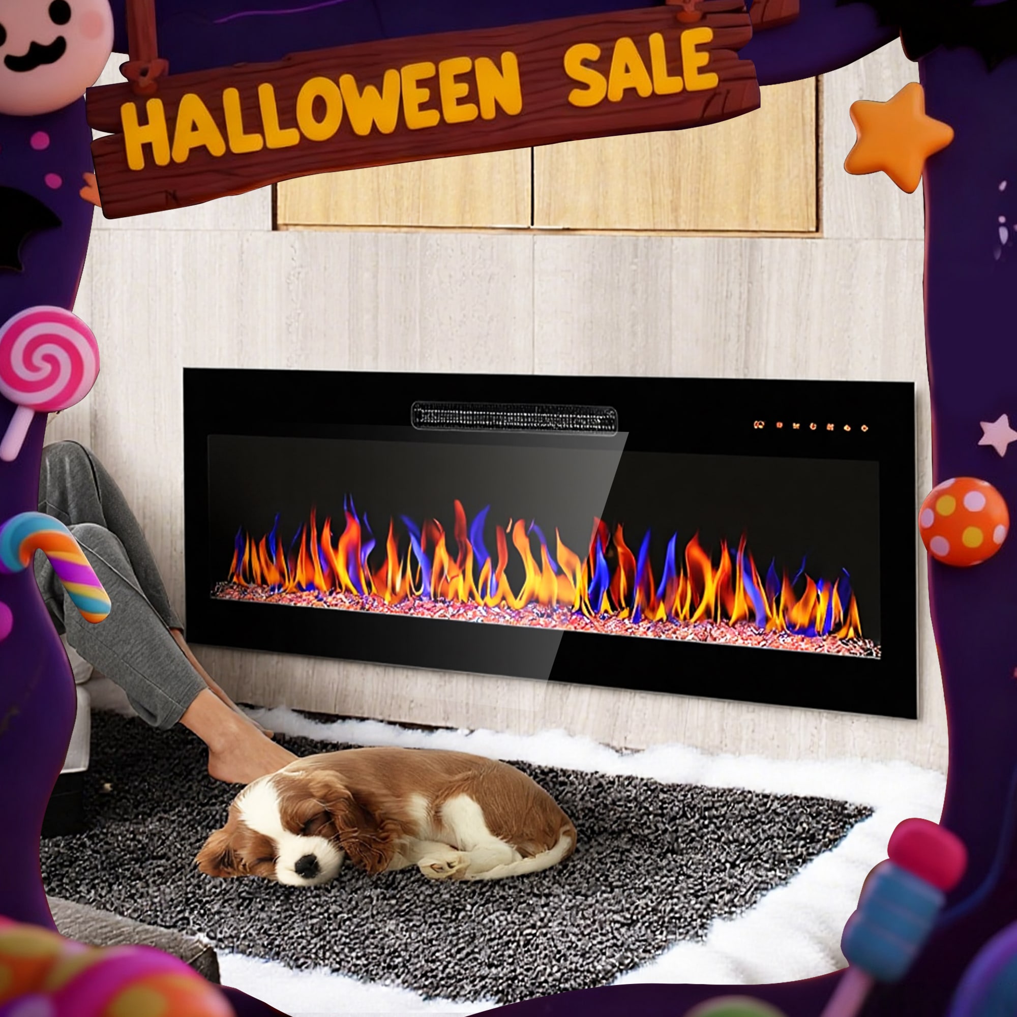 Sunrinx MG8-FP-04 36-in W Black Free standing LED Tabletop Electric Fireplace with Remote Control Included