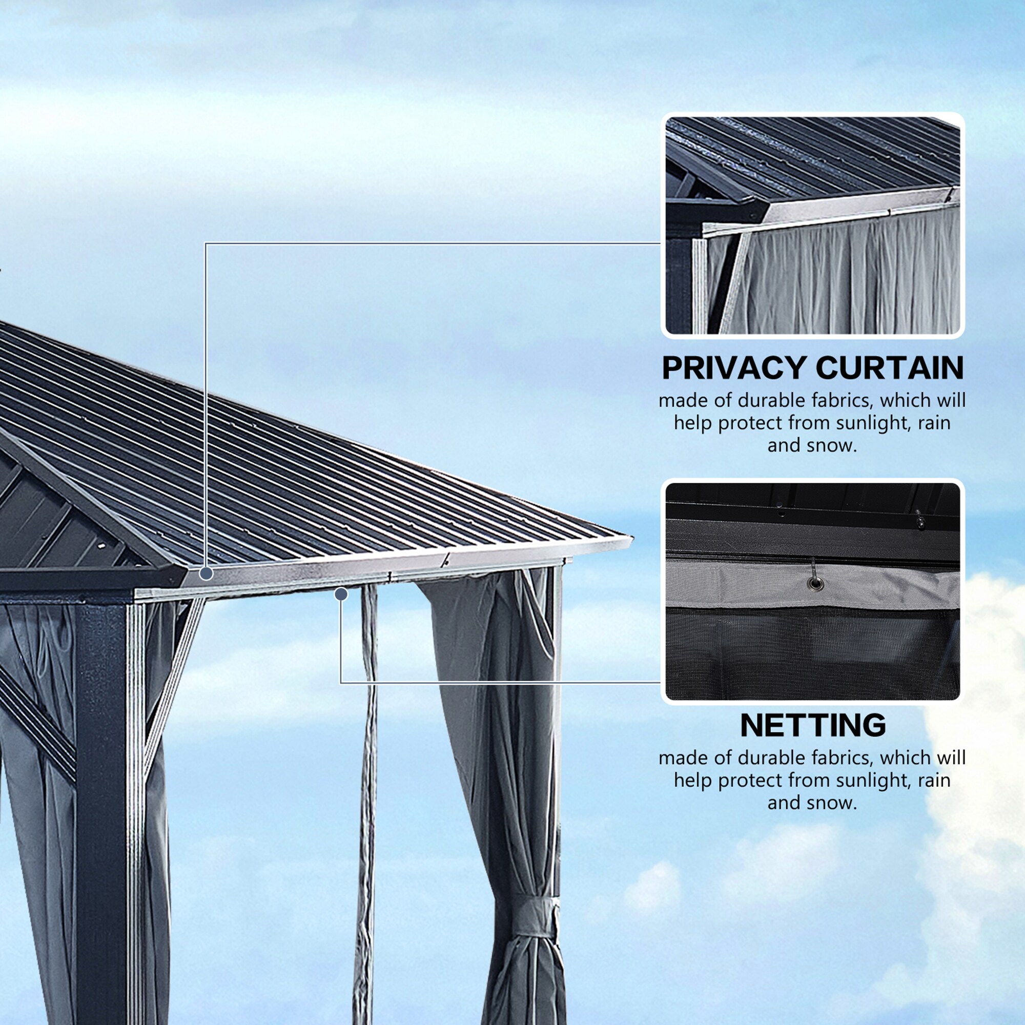 SINOFURN SYE350020GY Wood-Resin-Gazebos - View #5