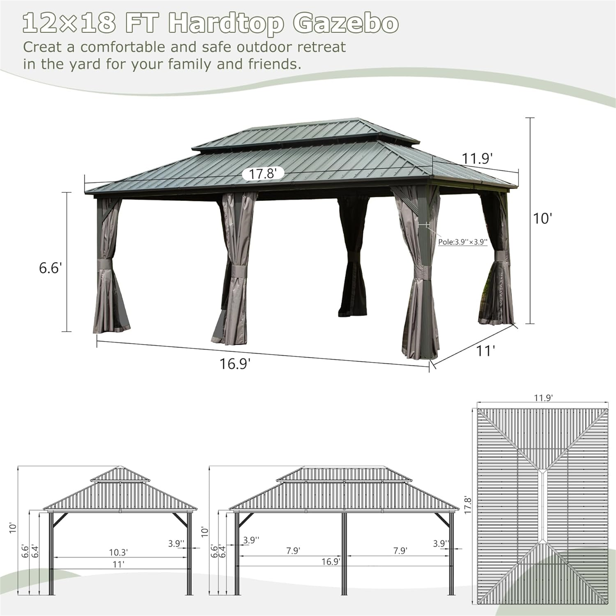 JIMSMAISON BOCPCG33GR Wood-Resin-Gazebos - View #4