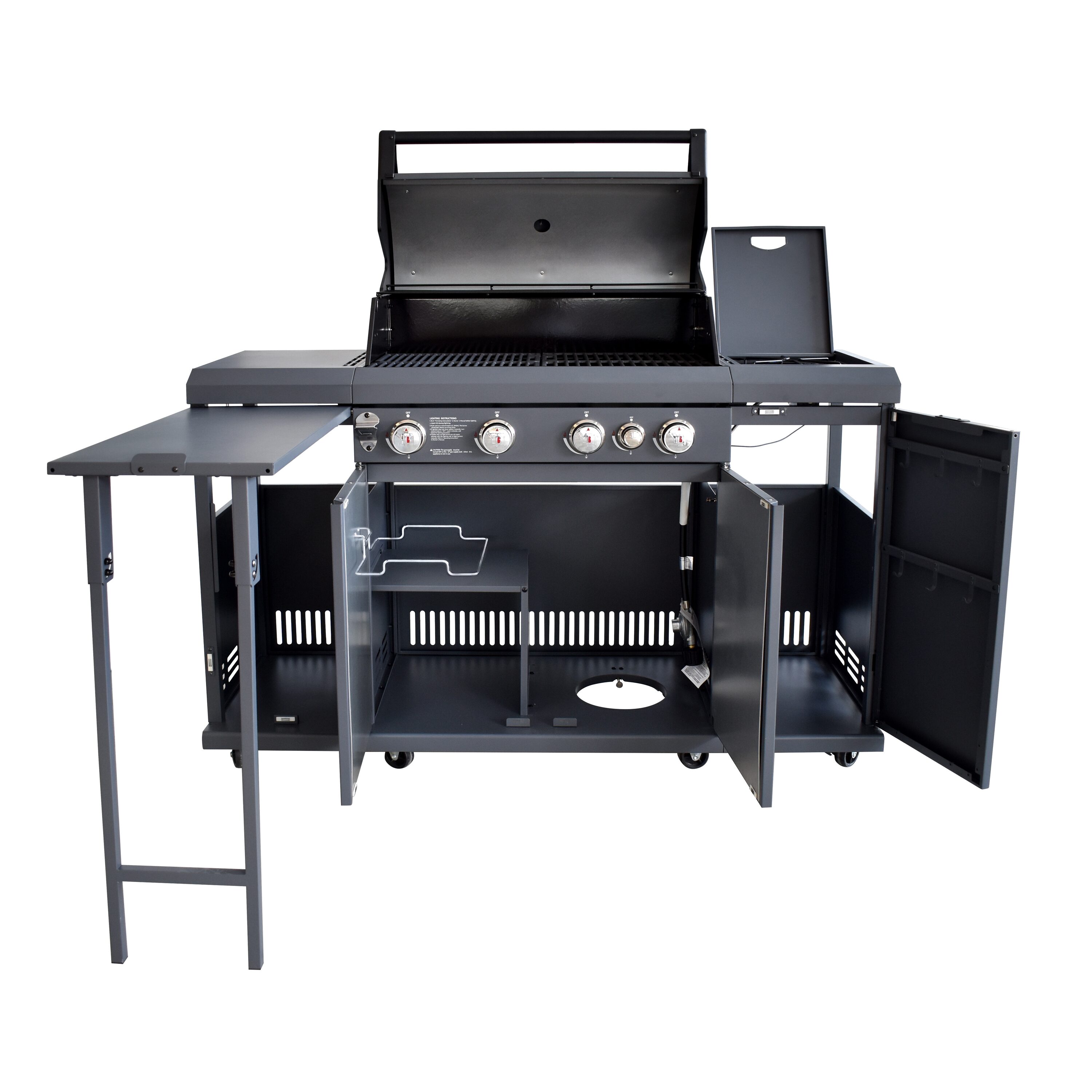 Brand-Man Grills Rustler2 Gray 4-Burner Liquid Propane and Natural Gas Grill  with 1 Side Burner in the Gas Grills department at