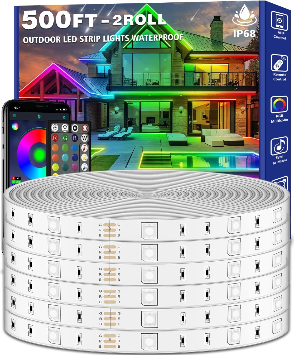AOIZGMY 500FT Outdoor LED Strip Lights Waterproof RGB IP68 Music Sync ...