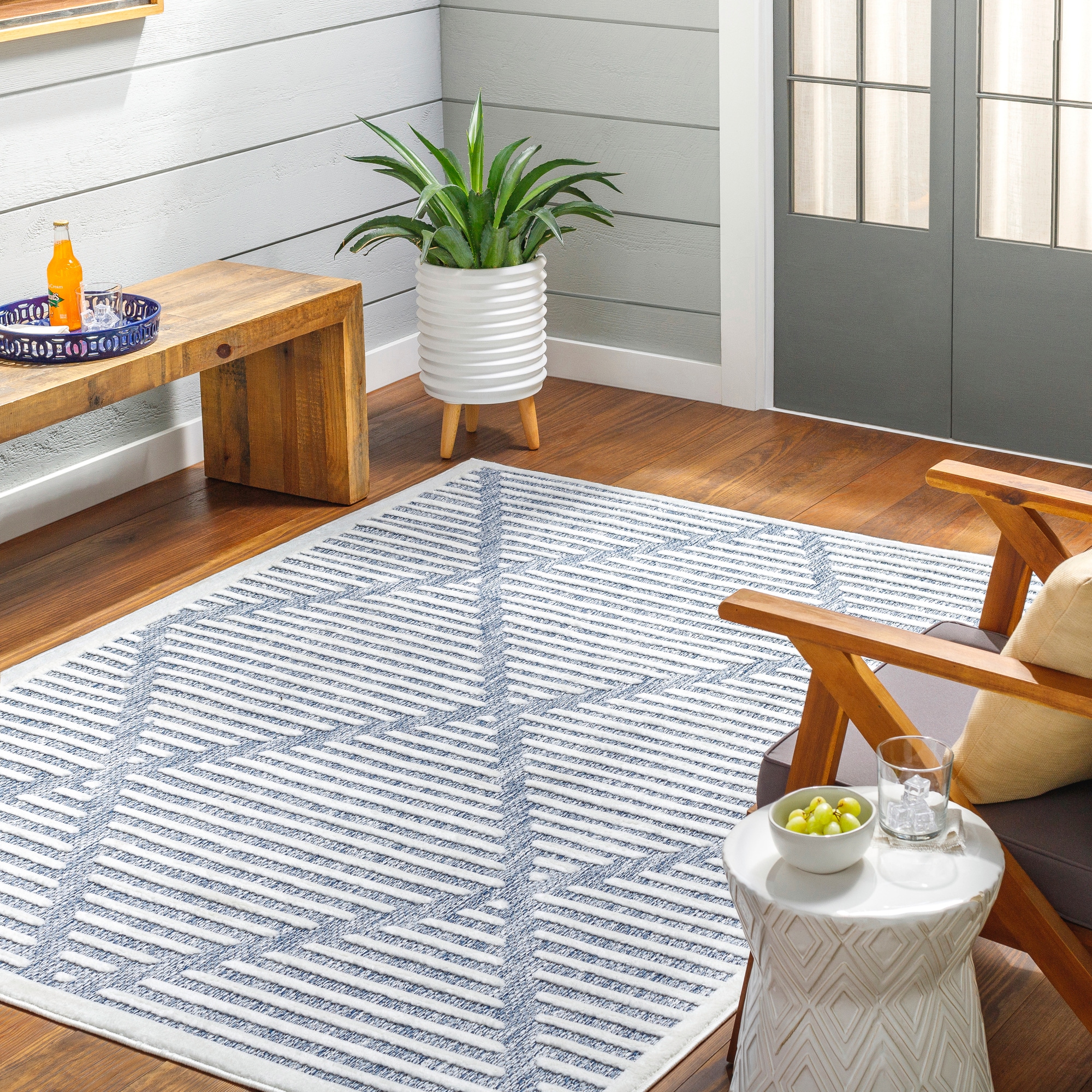 Livabliss SFG2320-679 San Diego 7 x 9 (ft) Polypropylene Blue Rectangular Indoor/Outdoor Medallion Moroccan Area rug