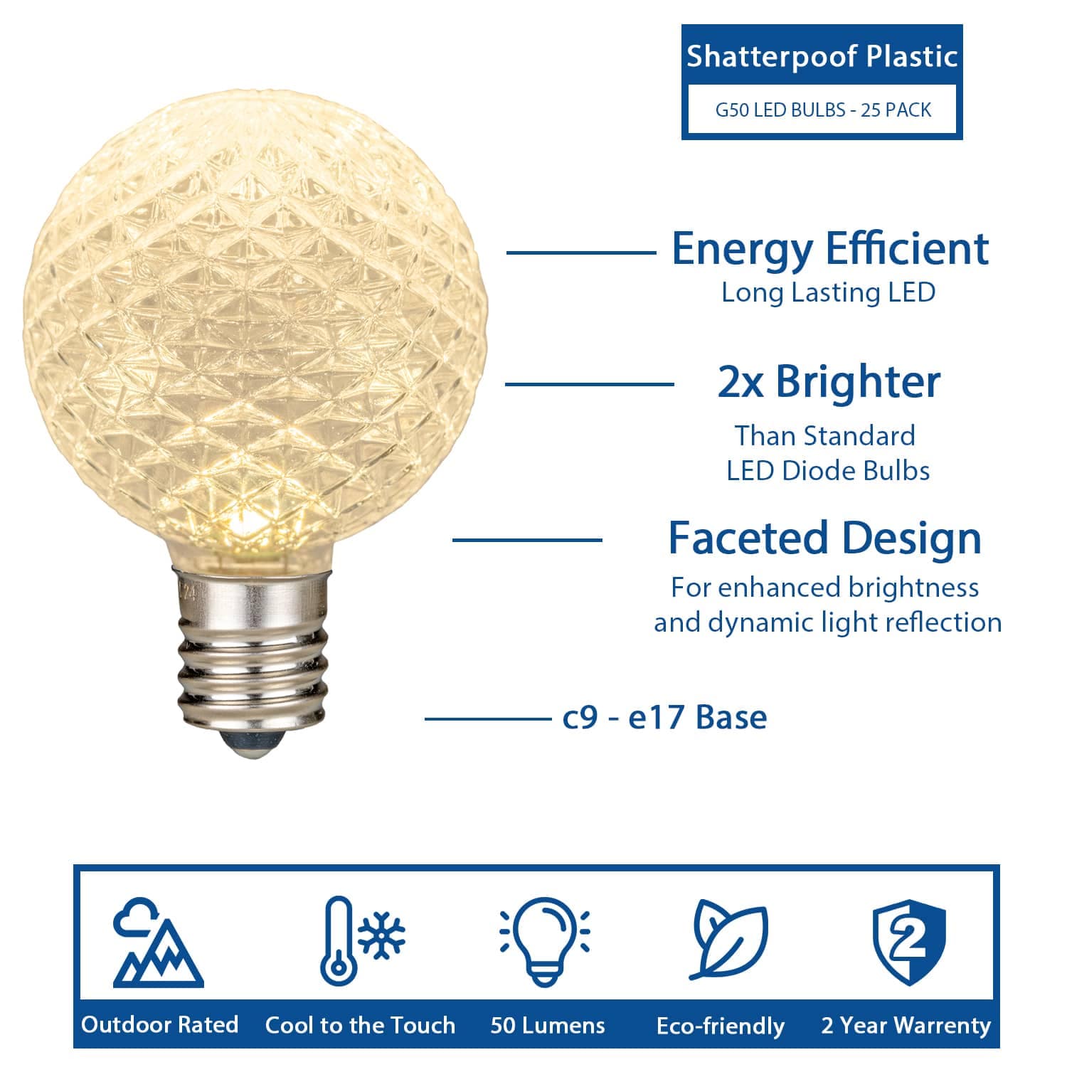 Novelty Lights LED-G50-DF-WW Patio-String-Lights - View #2