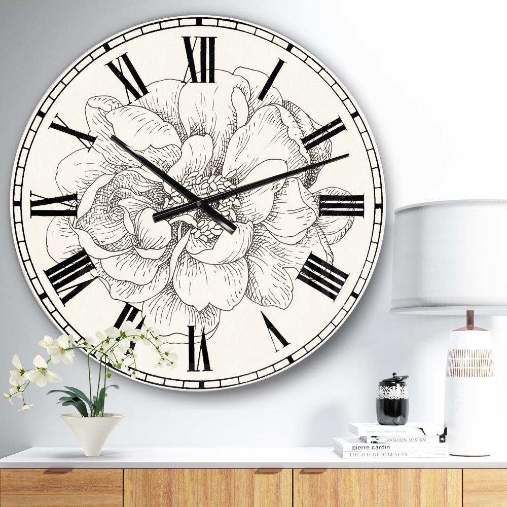 Designart Analog Round Wall Farmhouse Clock In The Clocks Department At 