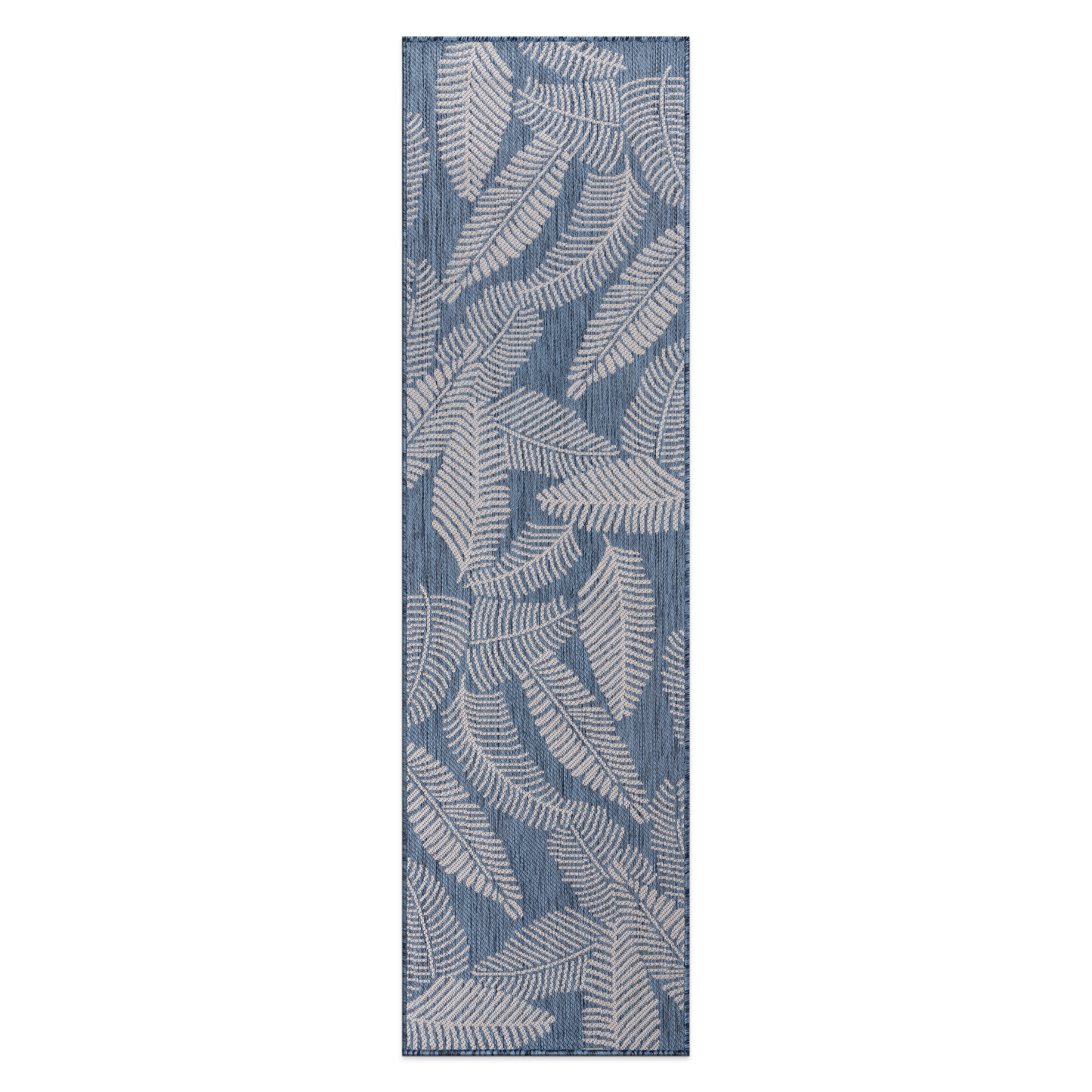 World Rug Gallery 114BLUE2X7 Summer 2 x 7 (ft) Loomed Polypropylene Blue Rectangular Indoor/Outdoor Floral/Botanical Tropical Area rug
