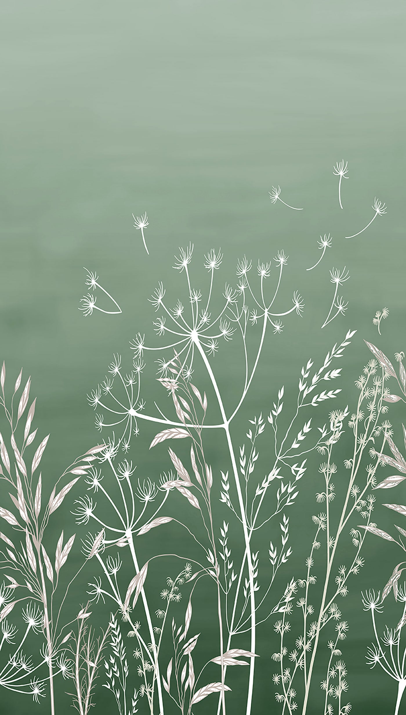 Veer Decor Dandelion Drift Green Wall Mural