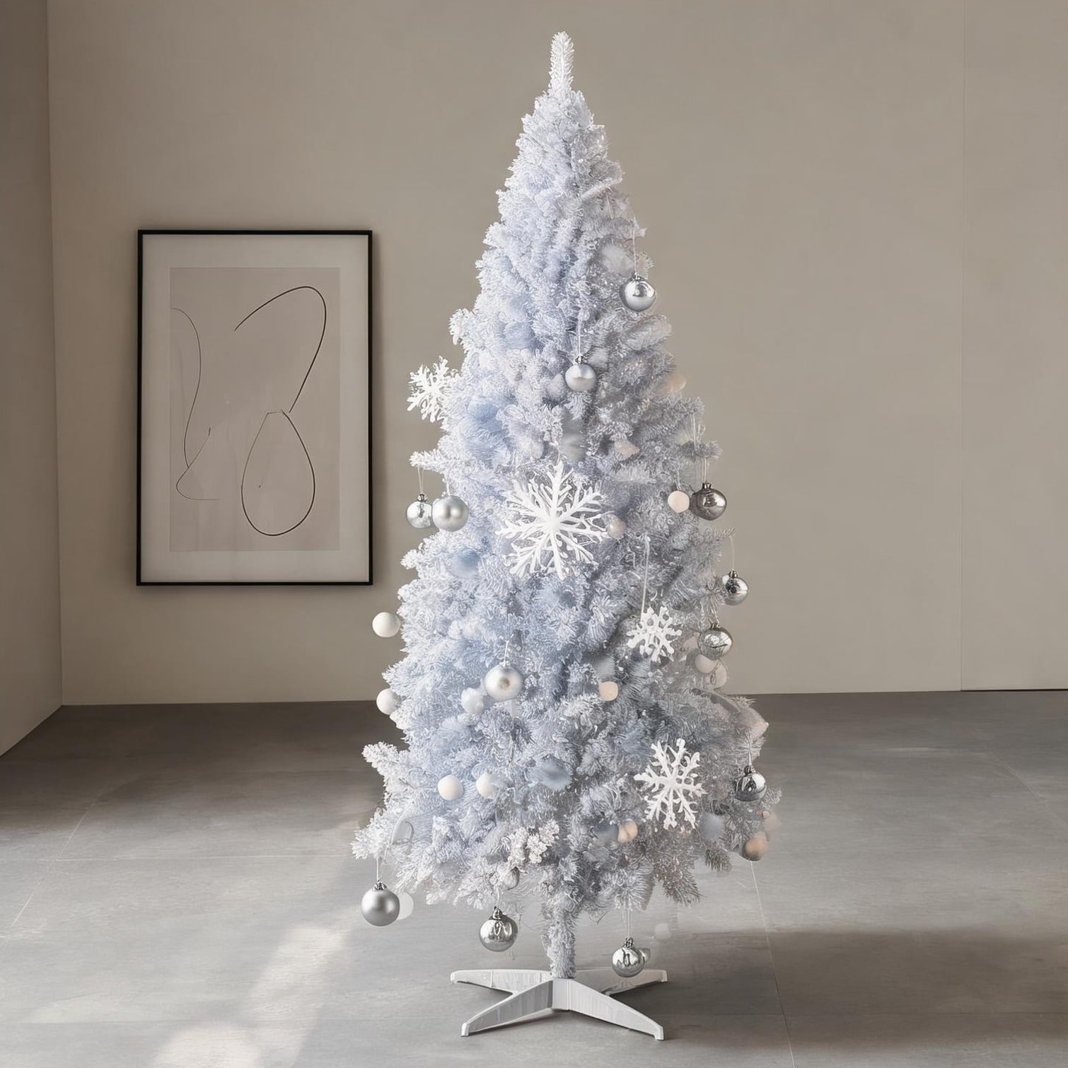 FlowLuxe Storage Christmas Trees in White 8 in with Practical Control Plastic