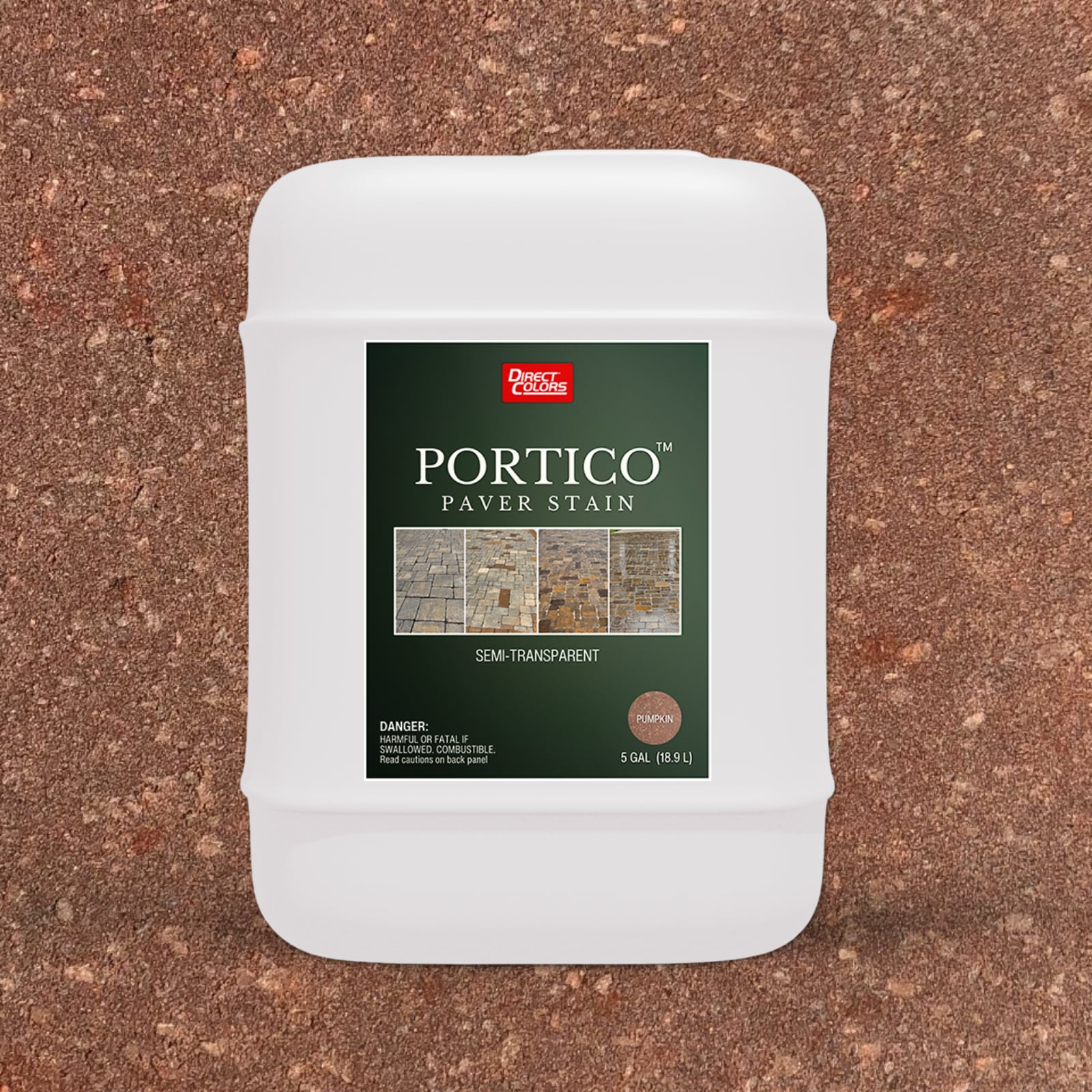 Direct Colors DC-POR-722-5GAL Portico Concrete Paver Stain Pumpkin Solvent-based Ready-to-use Concrete stain ( 5-gallon )