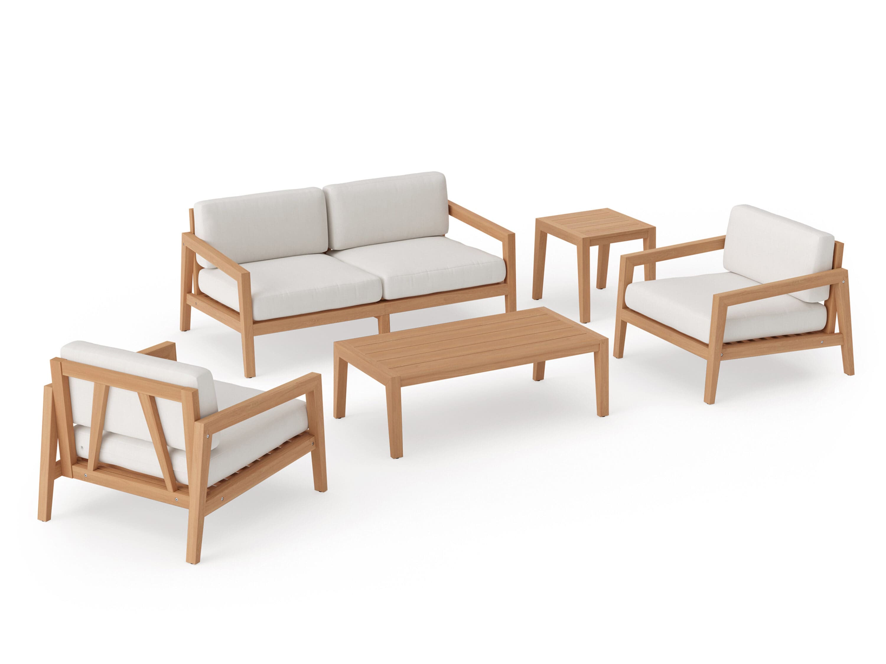 NewAge Products 91552 Rhodes 5-Piece Patio Conversation Set with White Sunbrella Cushions