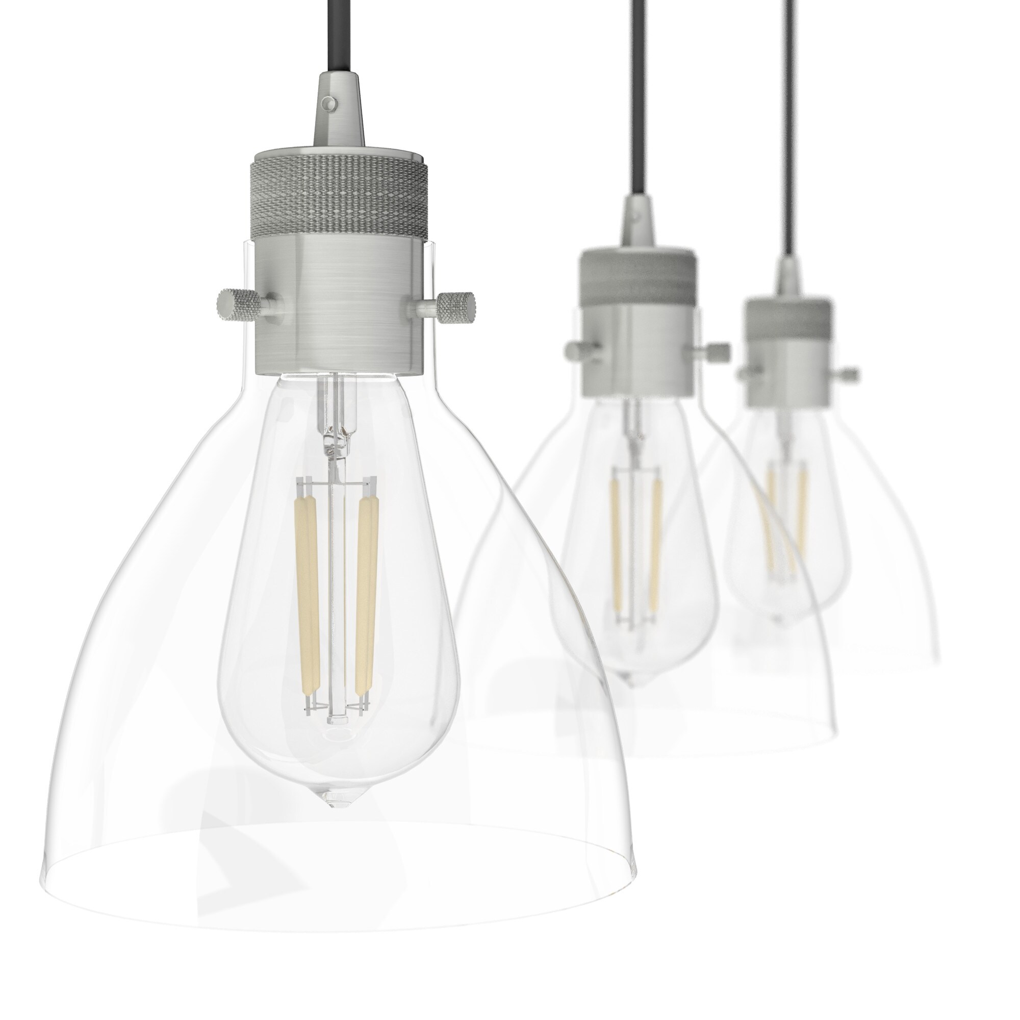 Van Nuys Brushed Nickel 3-Light Linear Cluster Pendant