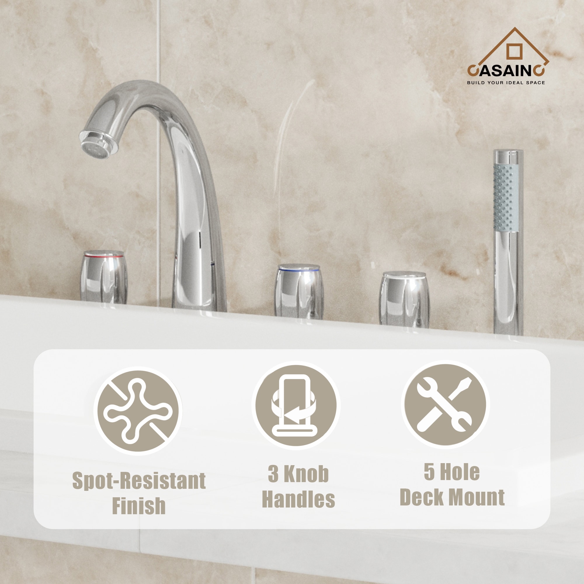 CASAINC KCLT0056-BG Roman-Tub-Faucets - View #6