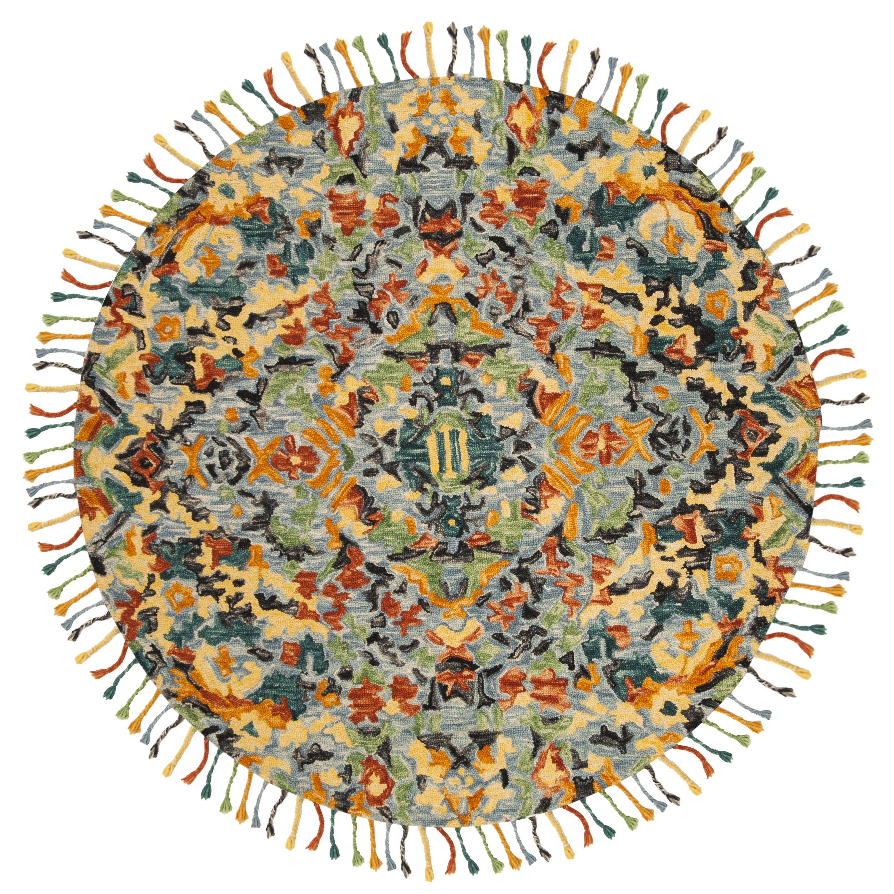 Everitt Hand-Tufted Floral Blue Wool 8' Round Area Rug