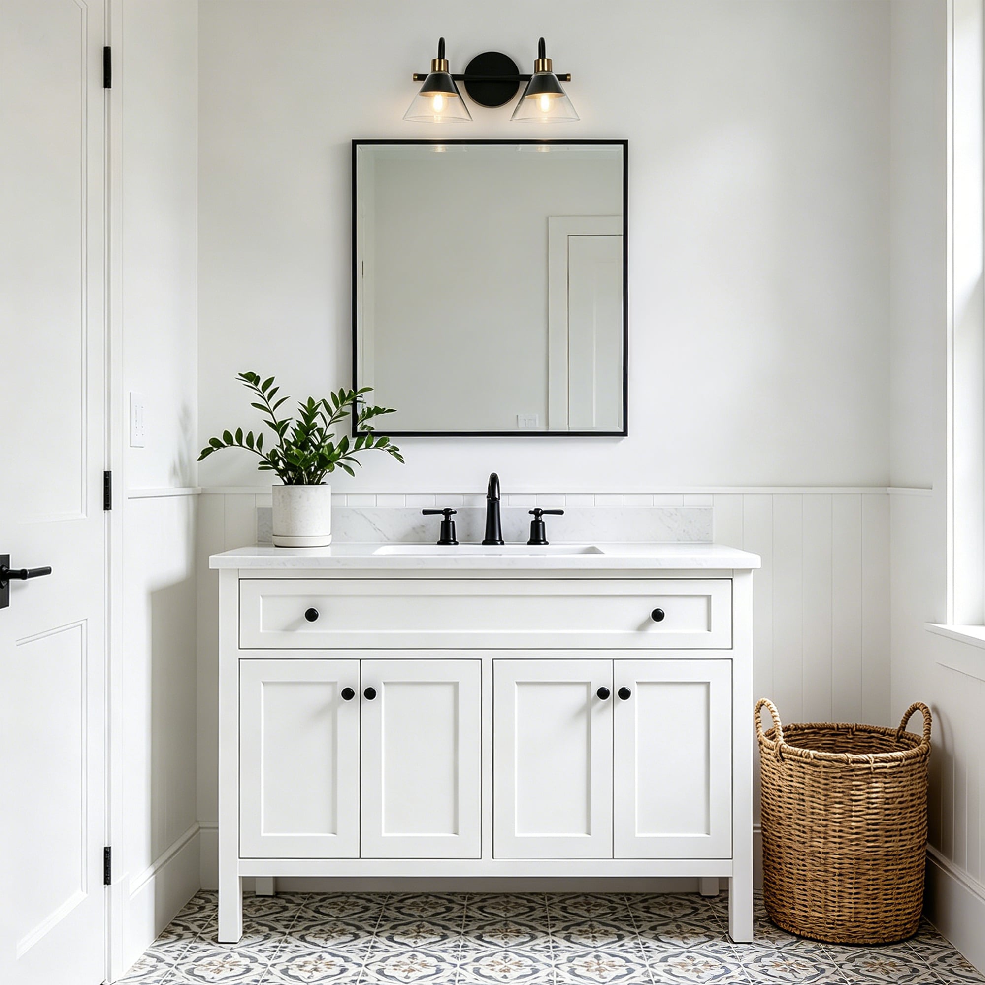 Uolfin 13.8-in 2 Light Black Modern/contemporary Bathroom Ambient