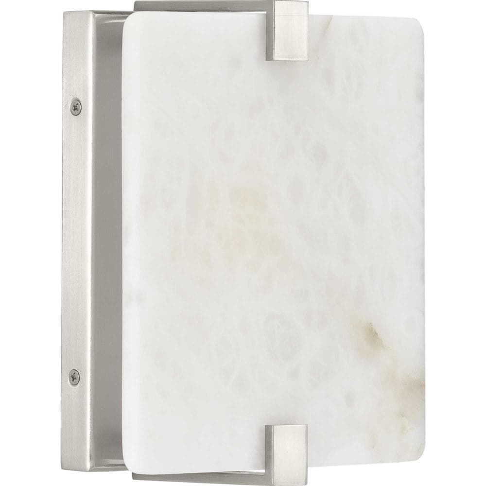 Earthy Glow Brushed Nickel LED Wall Sconce with Stone Dust Shade