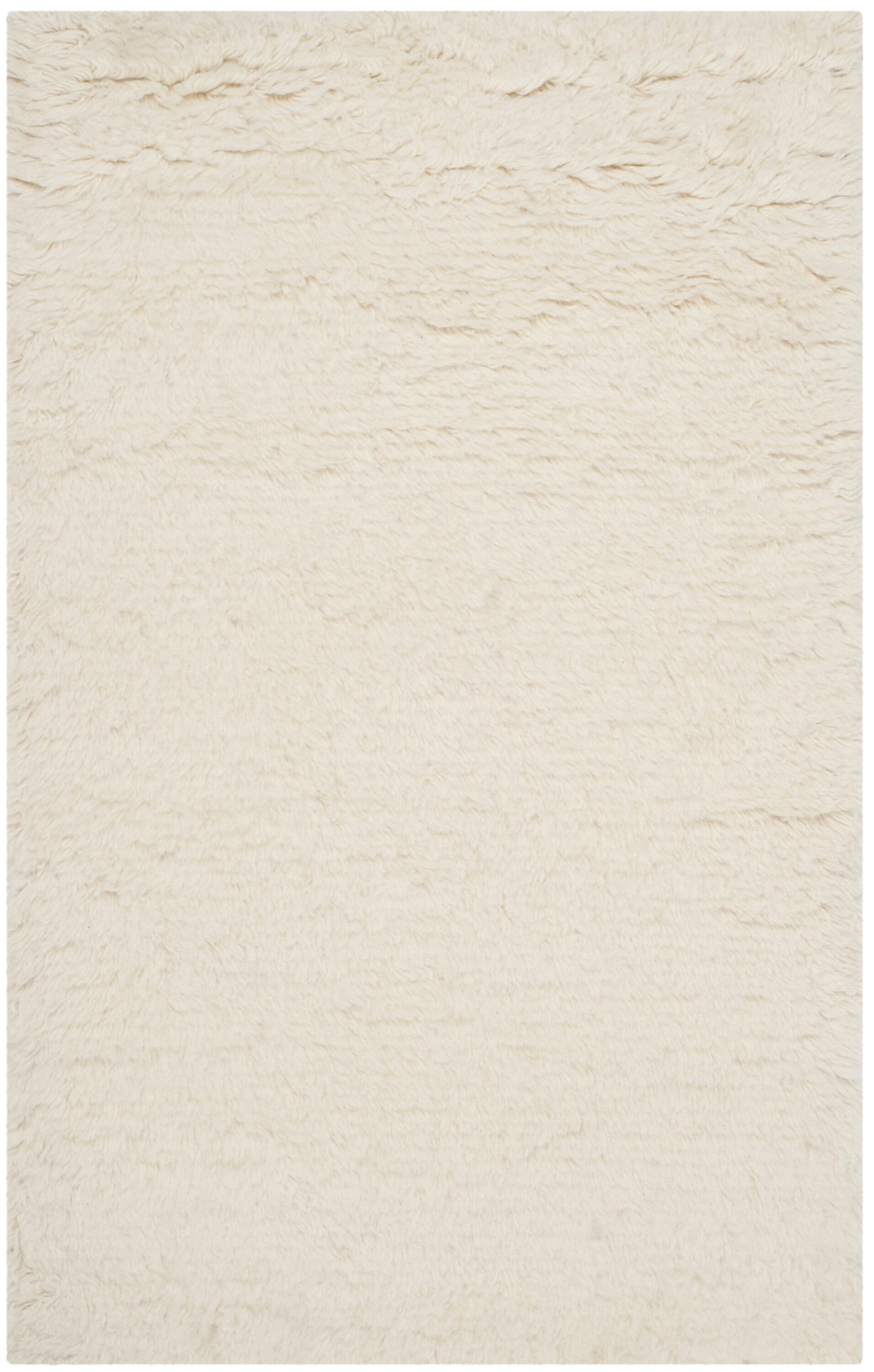 Ivory Hand-Tufted Wool Shag Rug, 2'6" x 4'