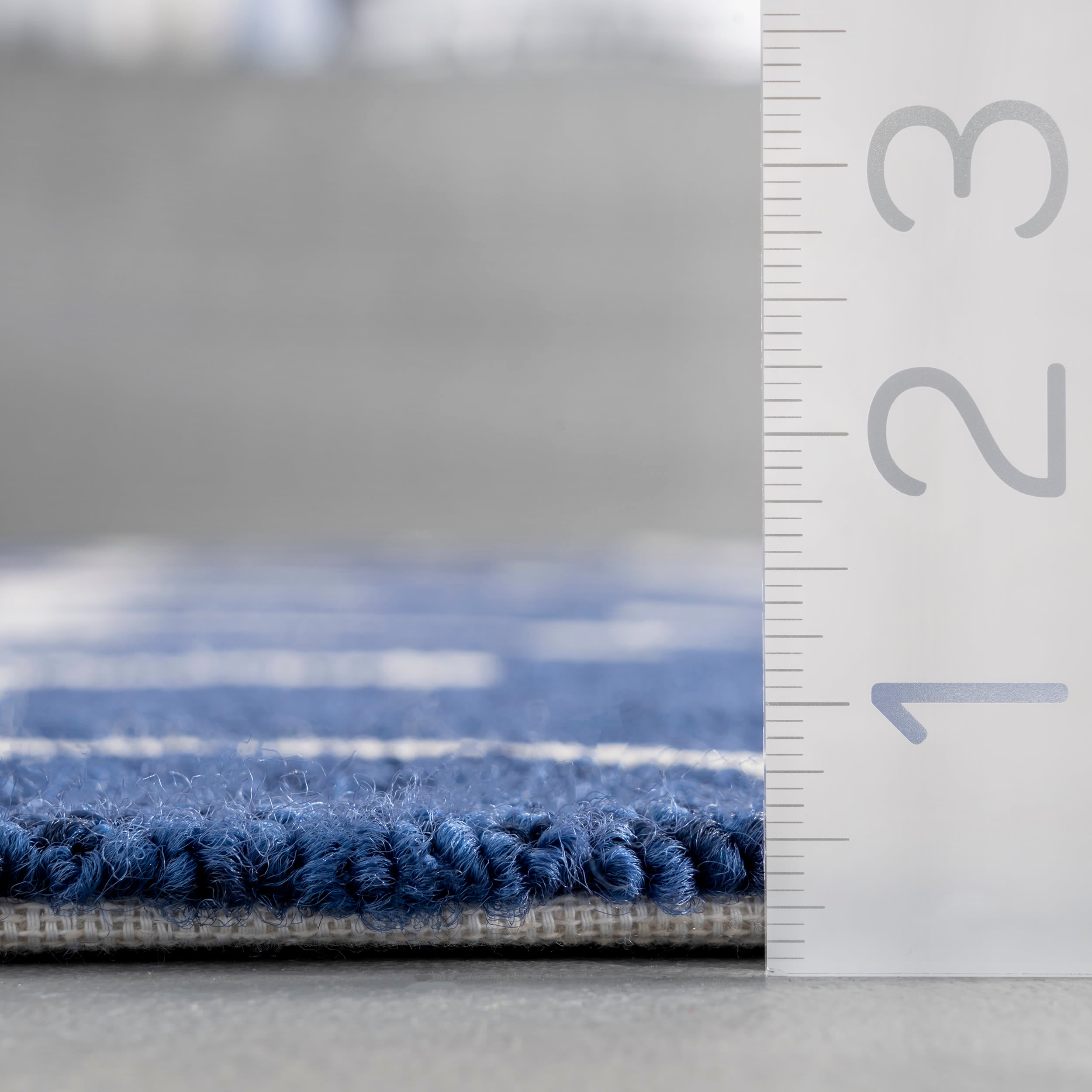 Navy and White Synthetic Coastal 4' x 6' Area Rug
