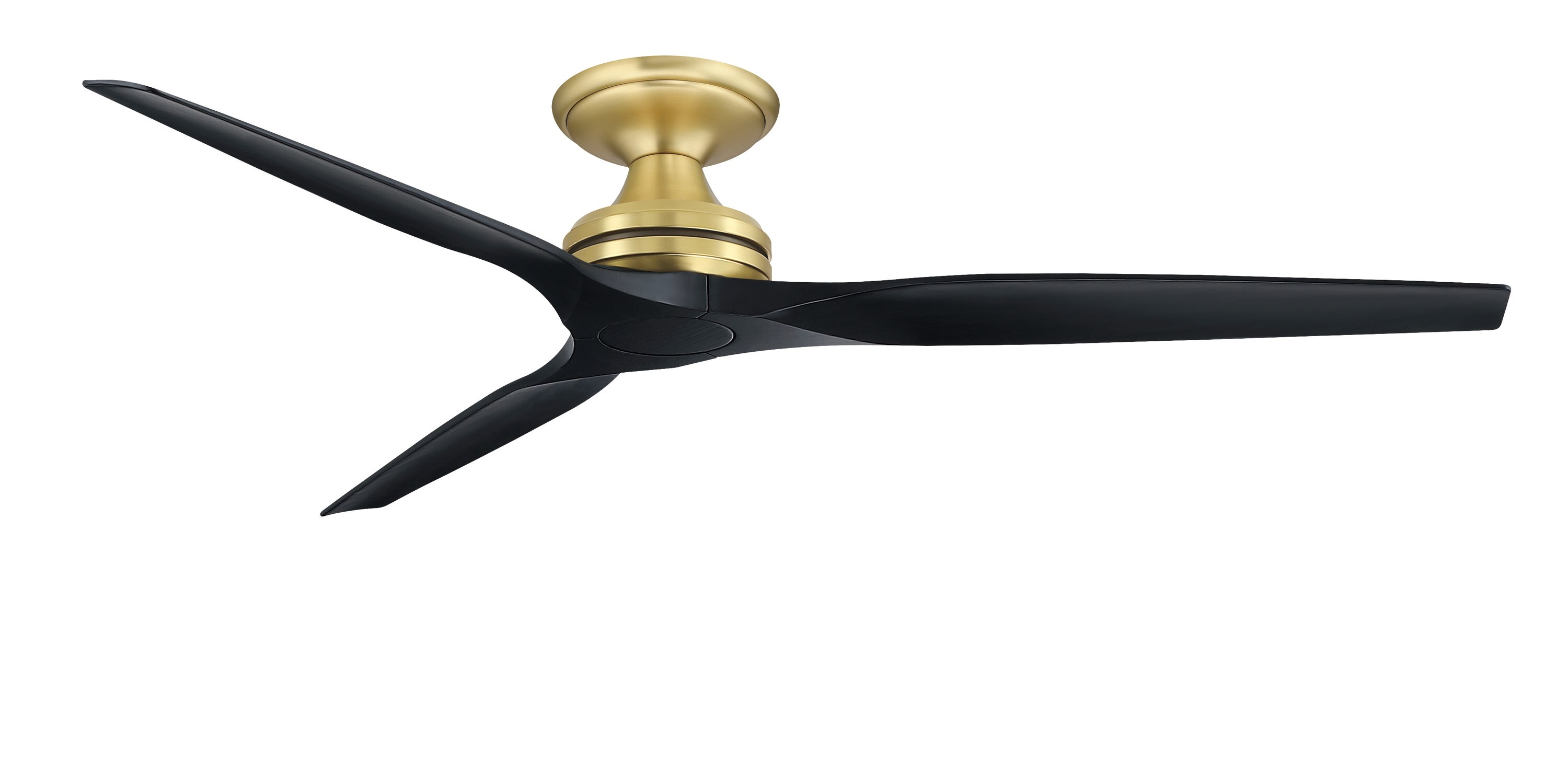 Fanimation FPD6721BBS-64BL-F Spitfire 64-in Outdoor Flush Mount Smart Brushed Satin Brass with Black Blades Propeller Ceiling Fan Light Kit Compatible - Remote Included ( 3 -Blade )