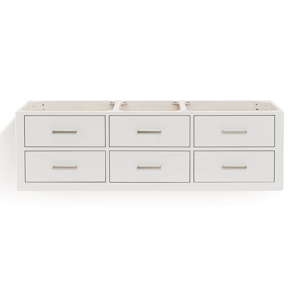 ARIEL W060D-BC-WHT Hutton 60-in White Floating Bathroom Vanity Base Cabinet without Top