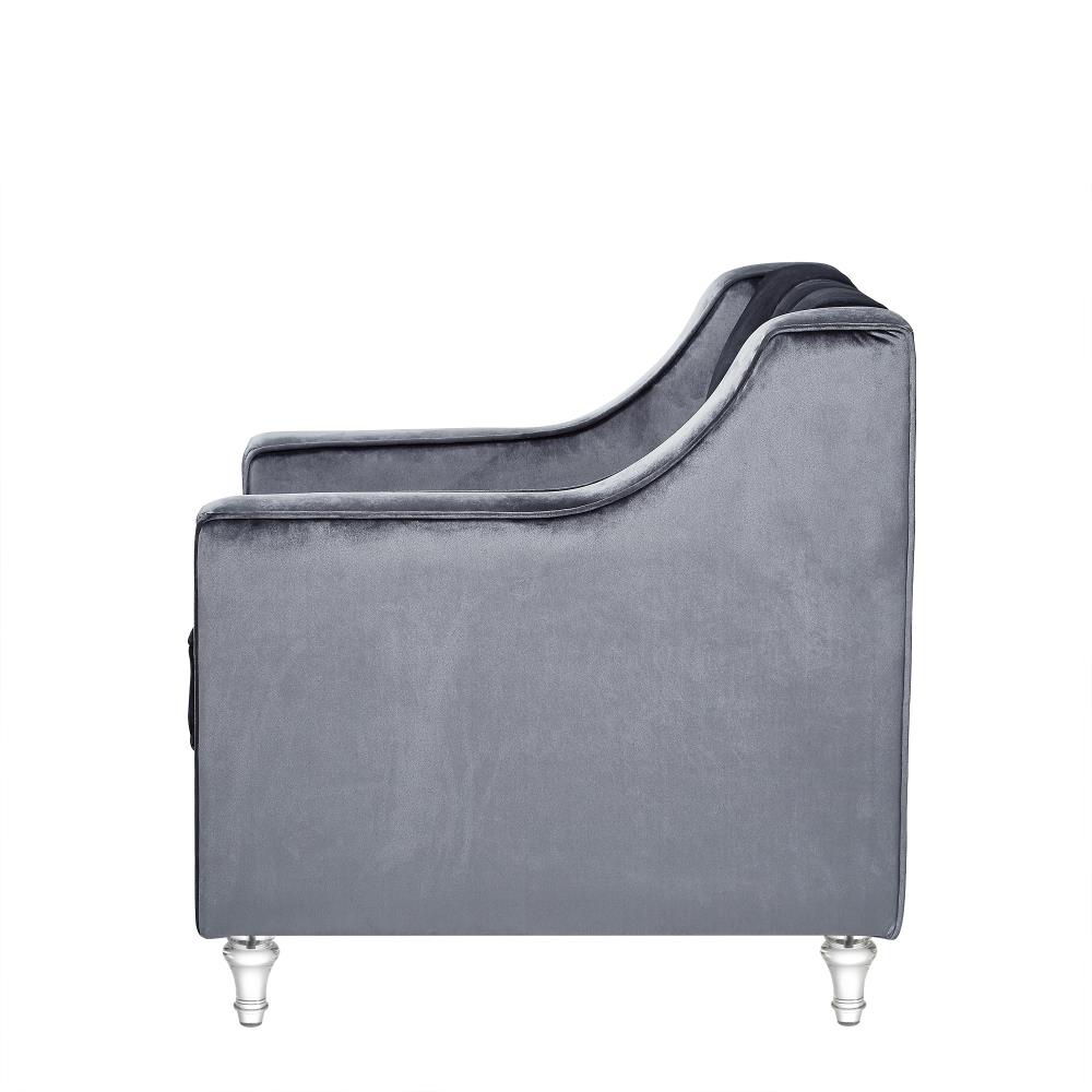 Inspired Home Queenie Modern Grey Velvet Contemporary Club Chair