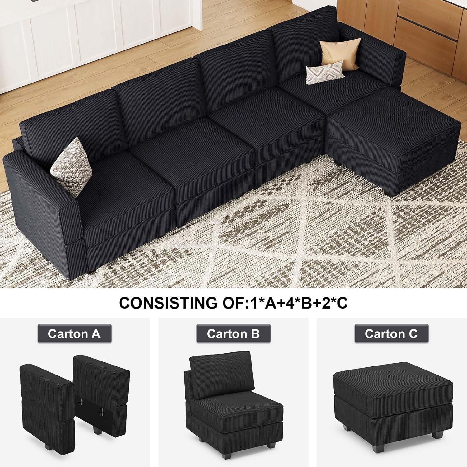 Belffin BF196-4-A4BC-BLACK futons - View #5