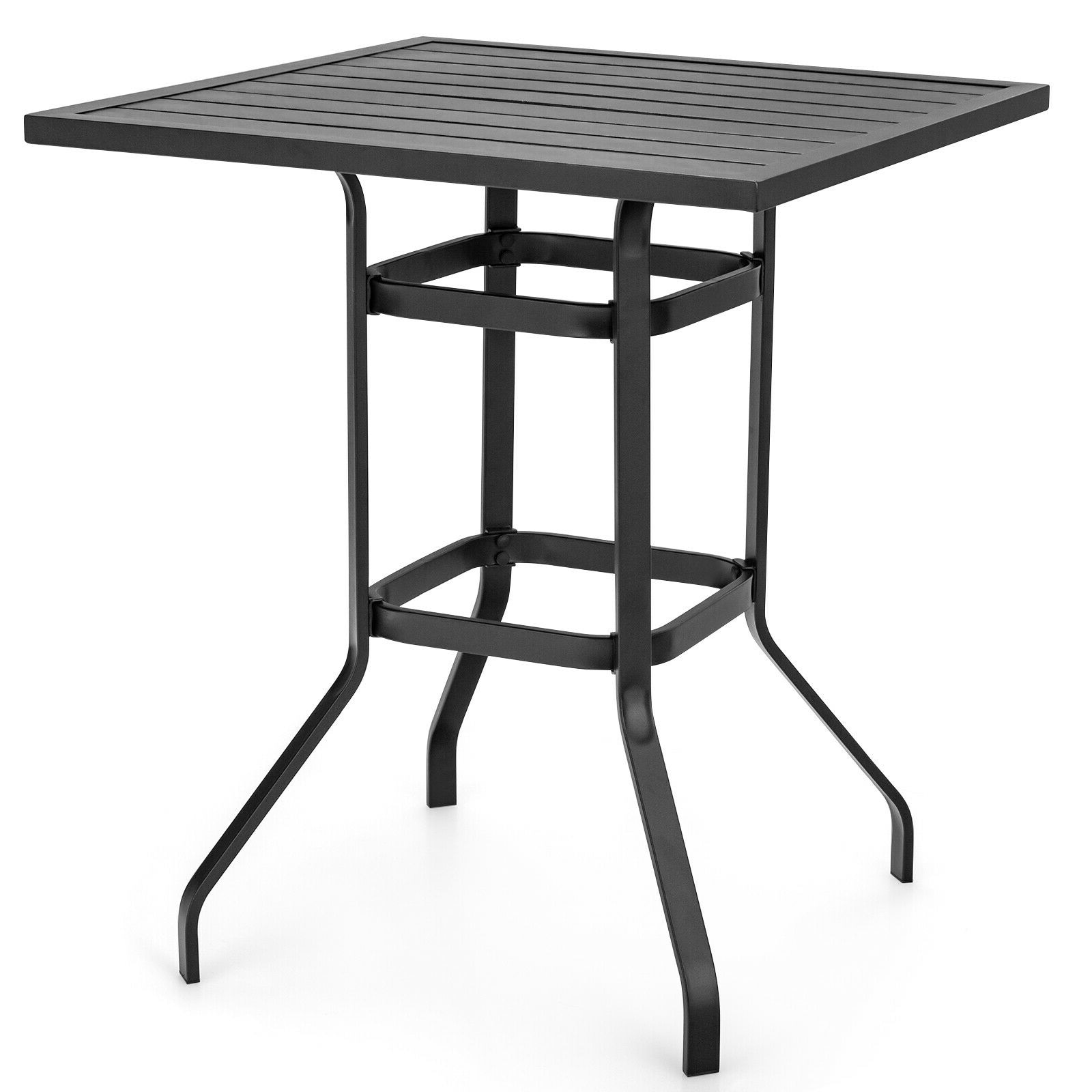 Slickblue - Square Bar Height Black Table with Curved Legs for Patio Backyard or Indoor Bar