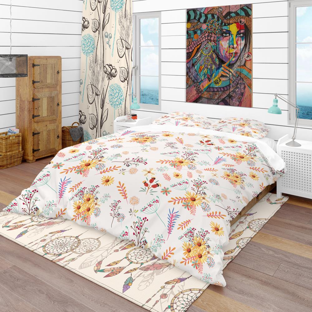 Designart BED18723-Q 3 -Piece Yellow Queen Duvet cover Set