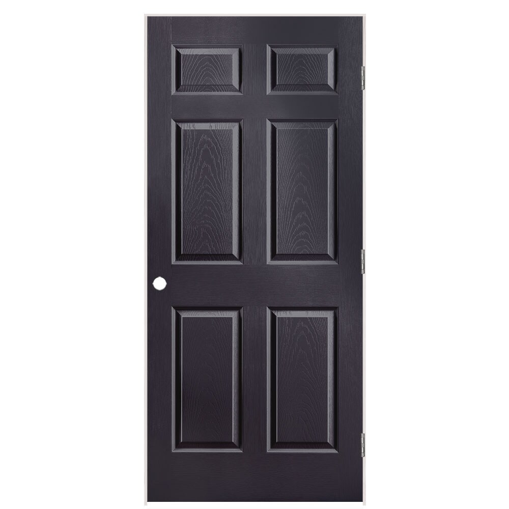 Masonite 1317005 36-in x 80-in Midnight Solid core 6-panel Right hand Textured Prefinished Molded composite Flat Jamb Single Prehung Interior Door