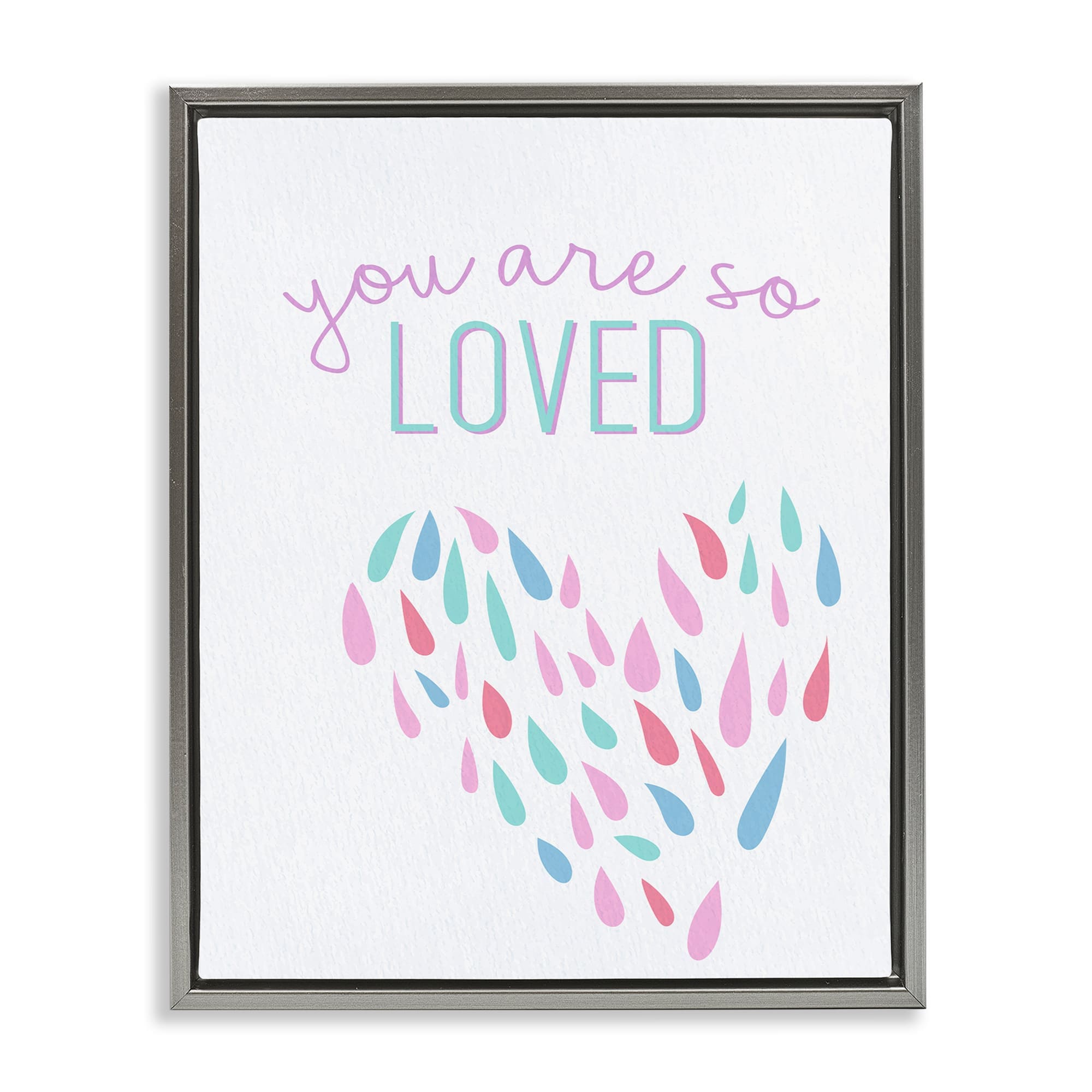Stupell Industries BS-431-FFL-24X30 So Loved Abstract Heart Gray Framed Floater Canvas Wall Art By Kim Allen 25 x 31