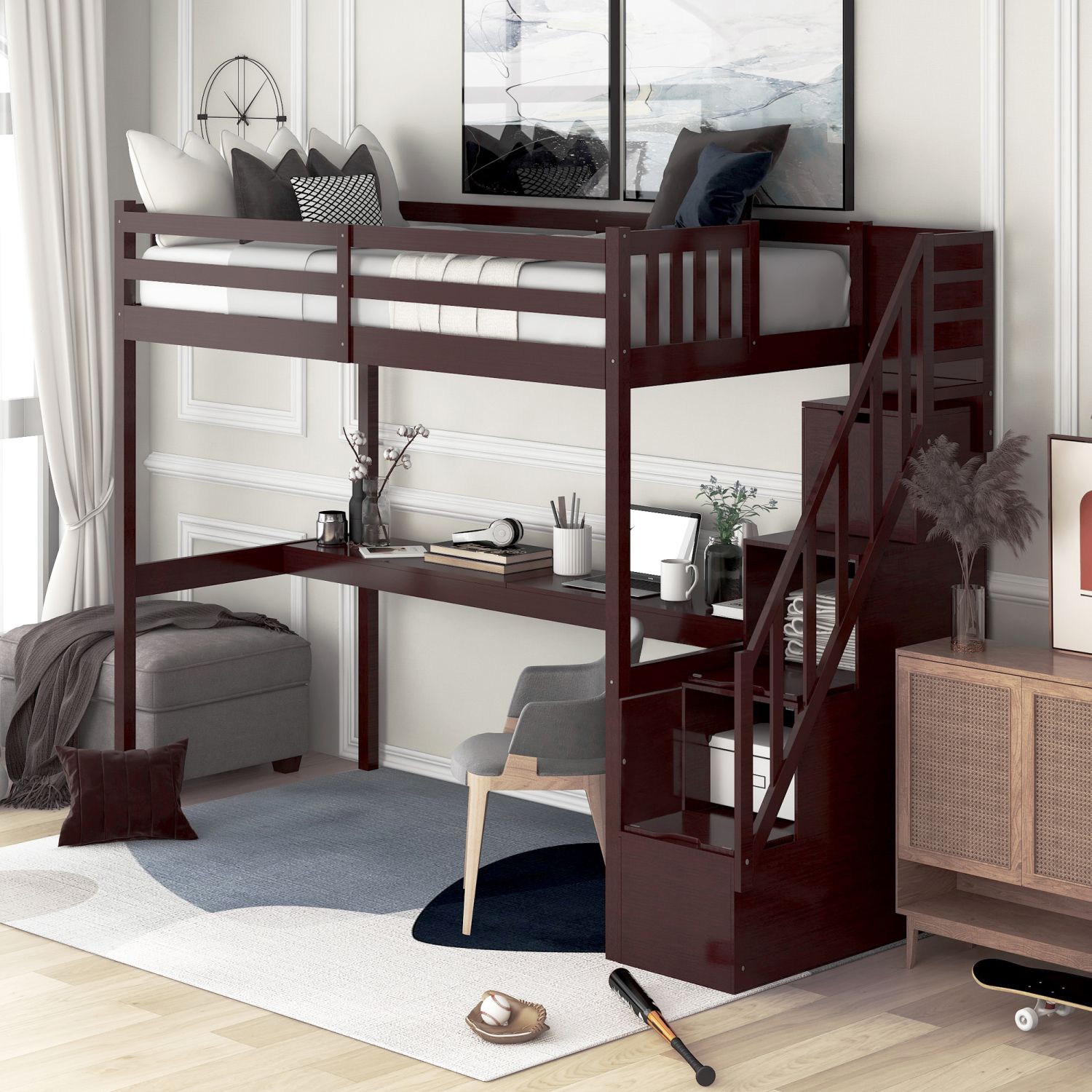 JASMODER GX000903AAP Espresso Twin Composite Platform Bed