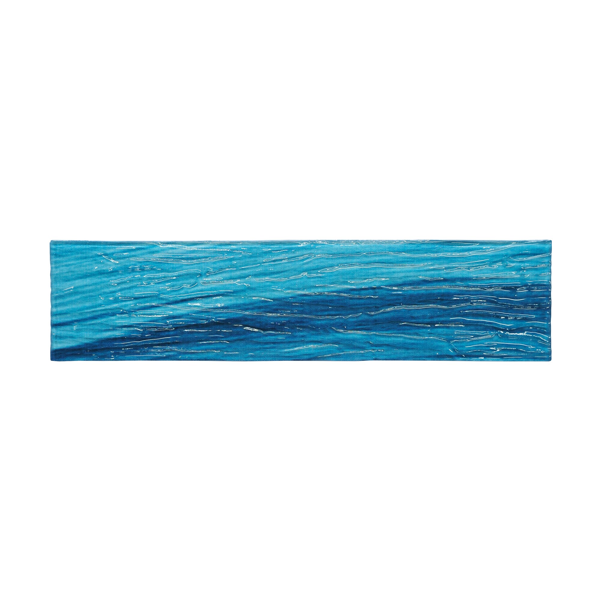 LuxySplash Esli 3D Blue Waves 3-in x 12-in Glossy Glass Random 