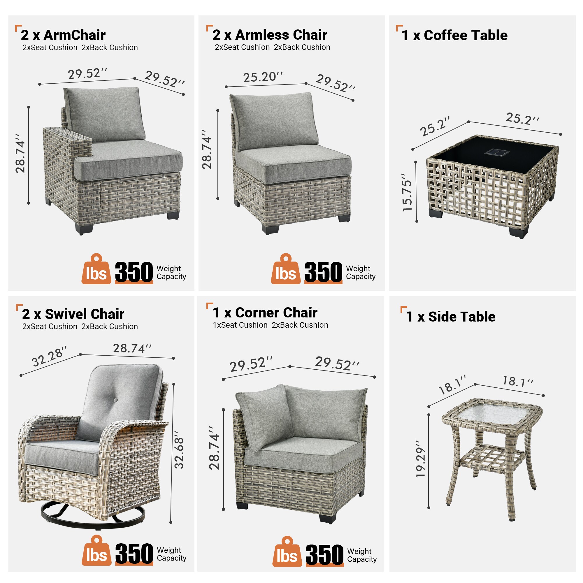 Ovios RFPTS209YV Patio-Conversation-Sets - View #10