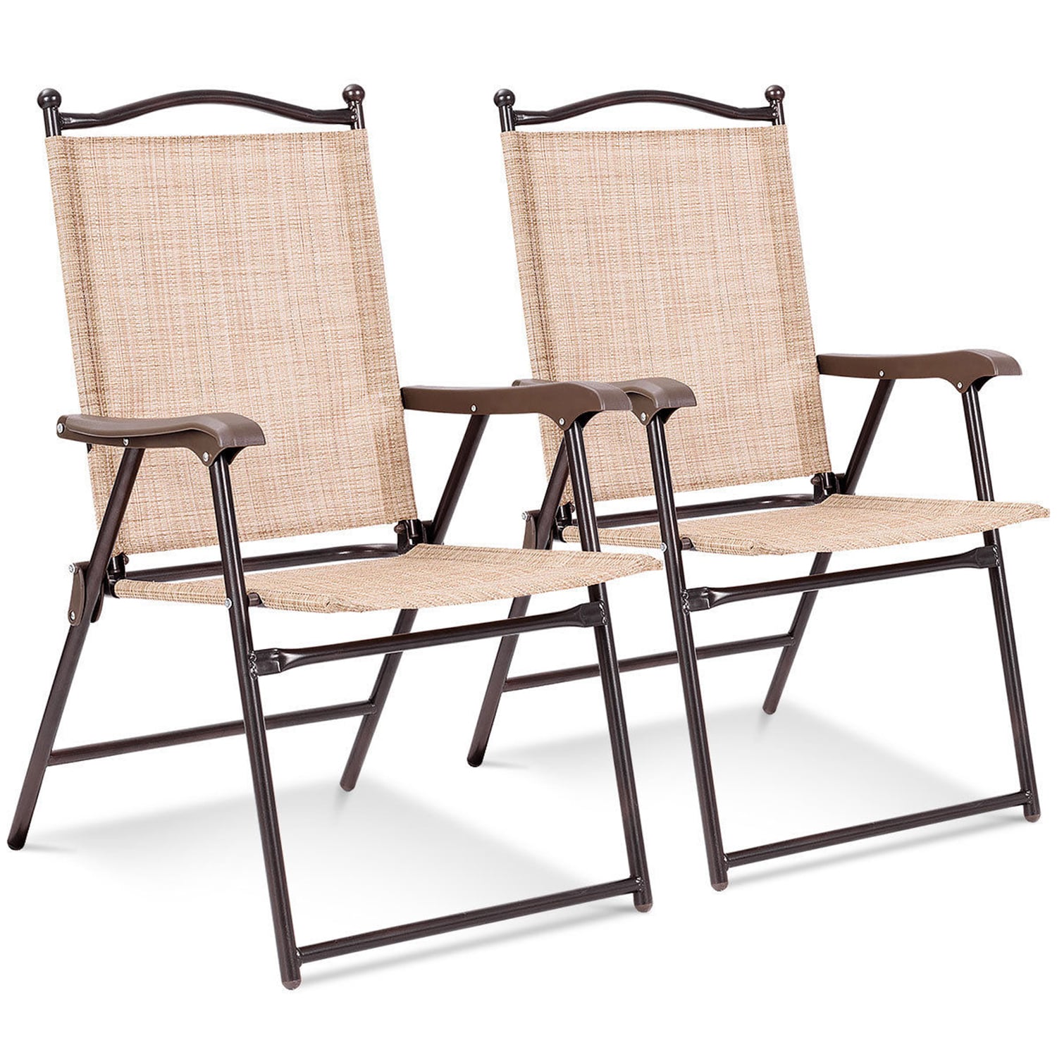 WELLFOR DOG3568-2YE Set of 2 Brown Steel Frame Stationary Conversation Chair with Off-white Mesh Seat
