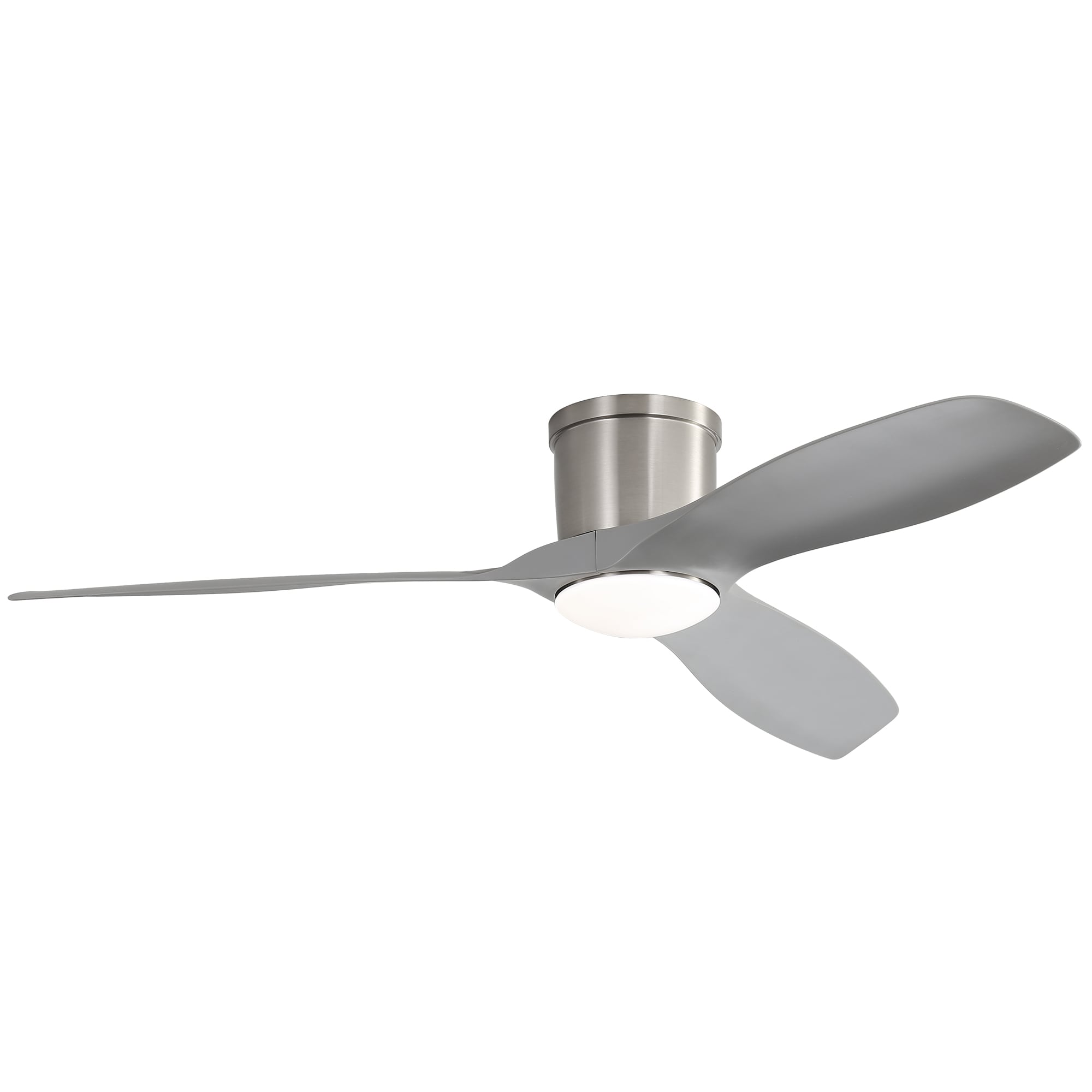 Bybafun YA3200040 52-in Color-Changing Integrated LED Flush Mount Nickel + Gray with ABS Blades Ceiling Fan With Light and Remote ( 3 -Blade )
