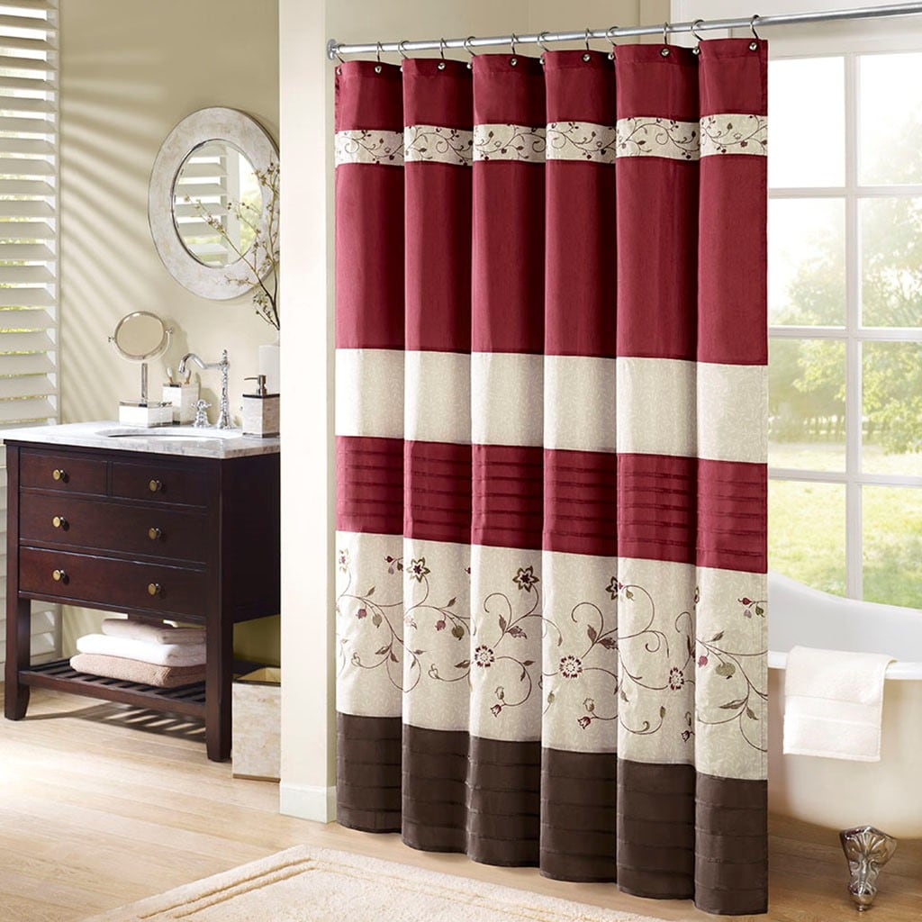 Gracie Mills GRACE-446-07PM Rogelio Floral Embroidered Faux Silk Shower Curtain