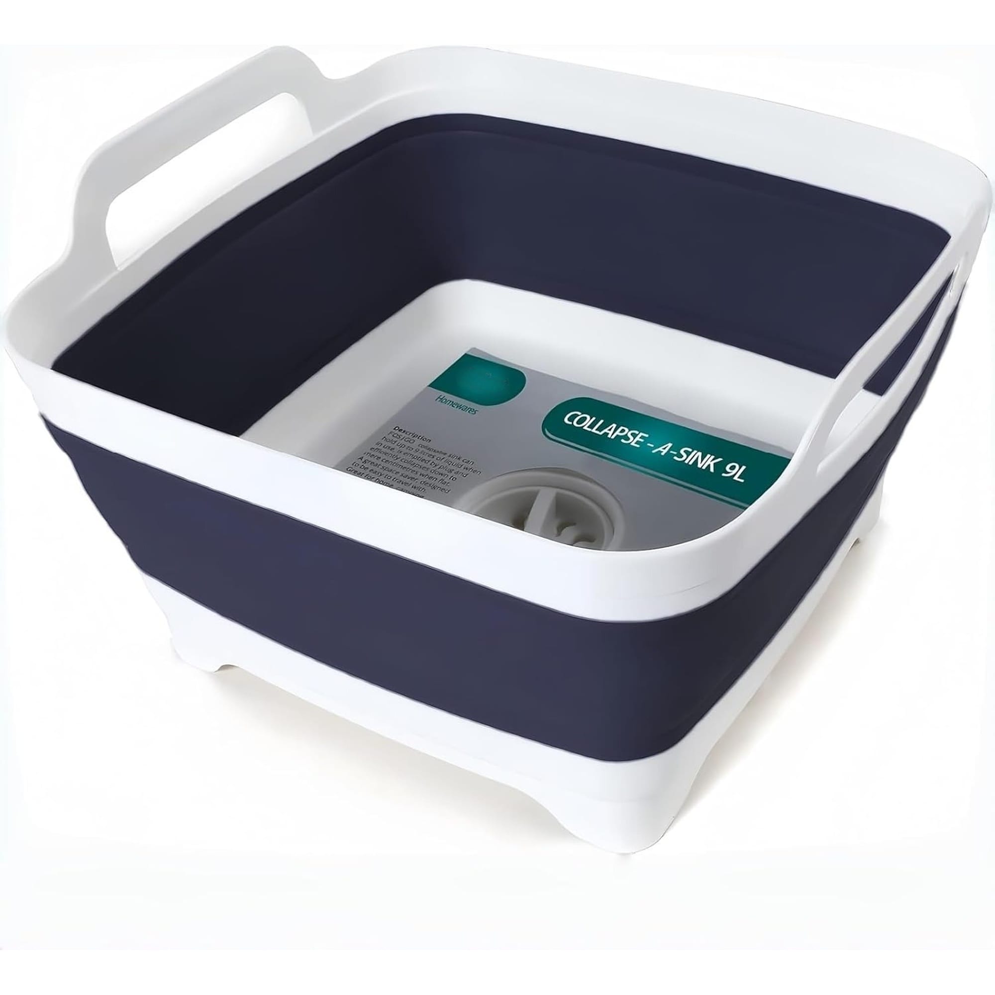 Wudkey 12.5in W 12in D 7.6in H 1-Drain Plug Navy blue Collapsible Dish Basin