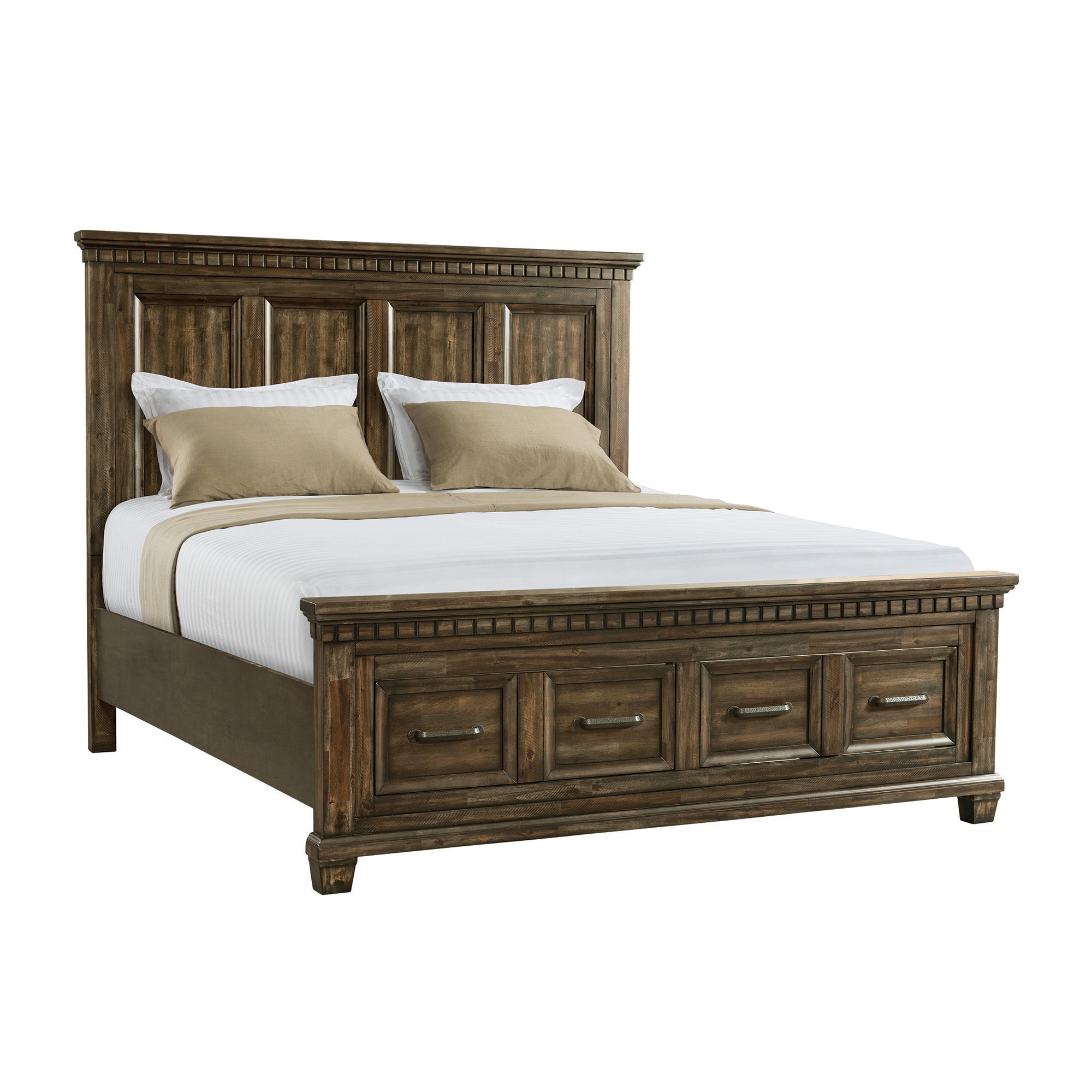 Picket House Furnishings MB600QB Smokey Walnut Queen Wood veneer Platform Bed with Storage
