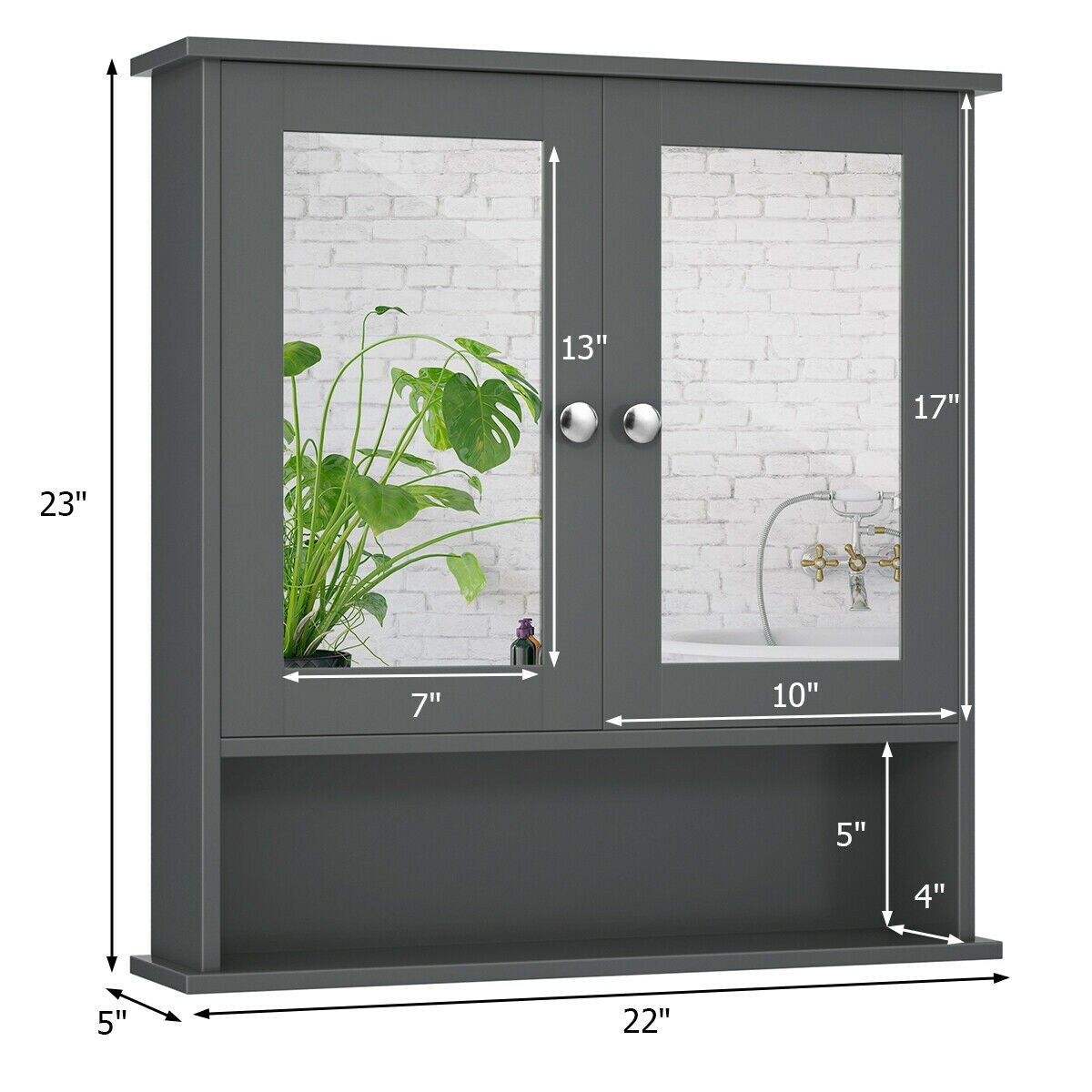 WELLFOR BA-HGY-7396GR Bathroom-Medicine-Cabinets - View #10