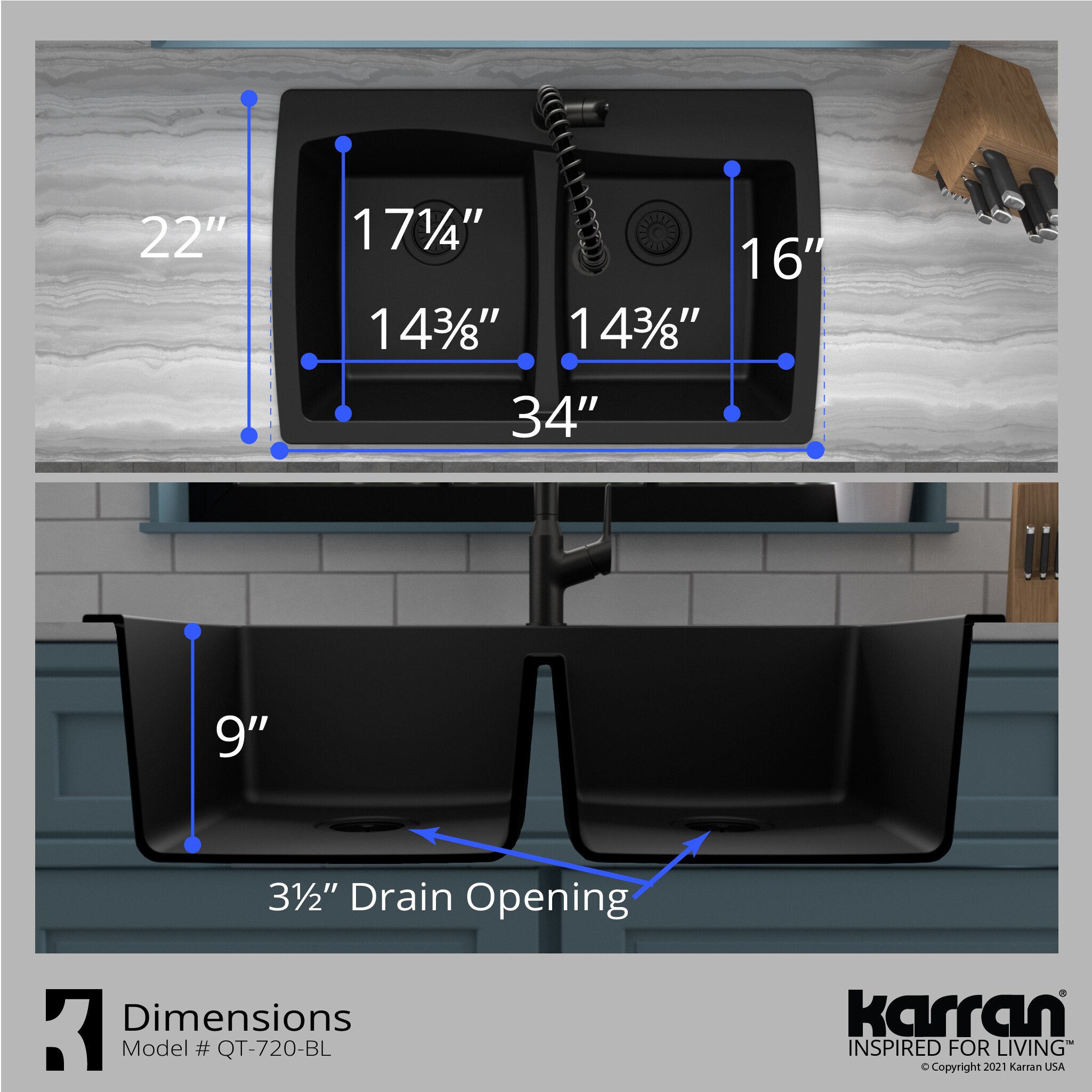 Karran QT-720-BL-PK1 Kitchen-Sinks - View #9