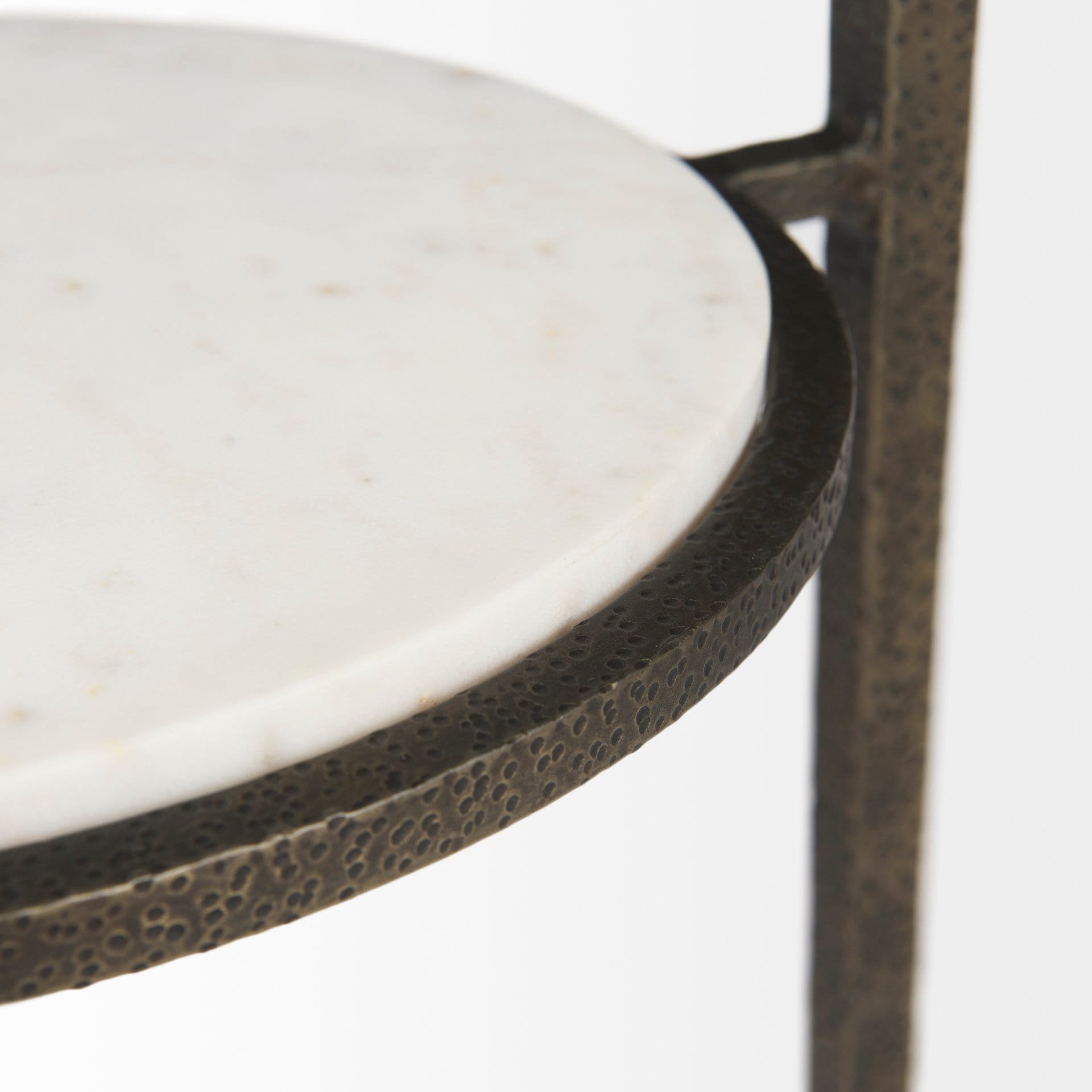 Antique Gold Metal and Marble Glass Top Side Table