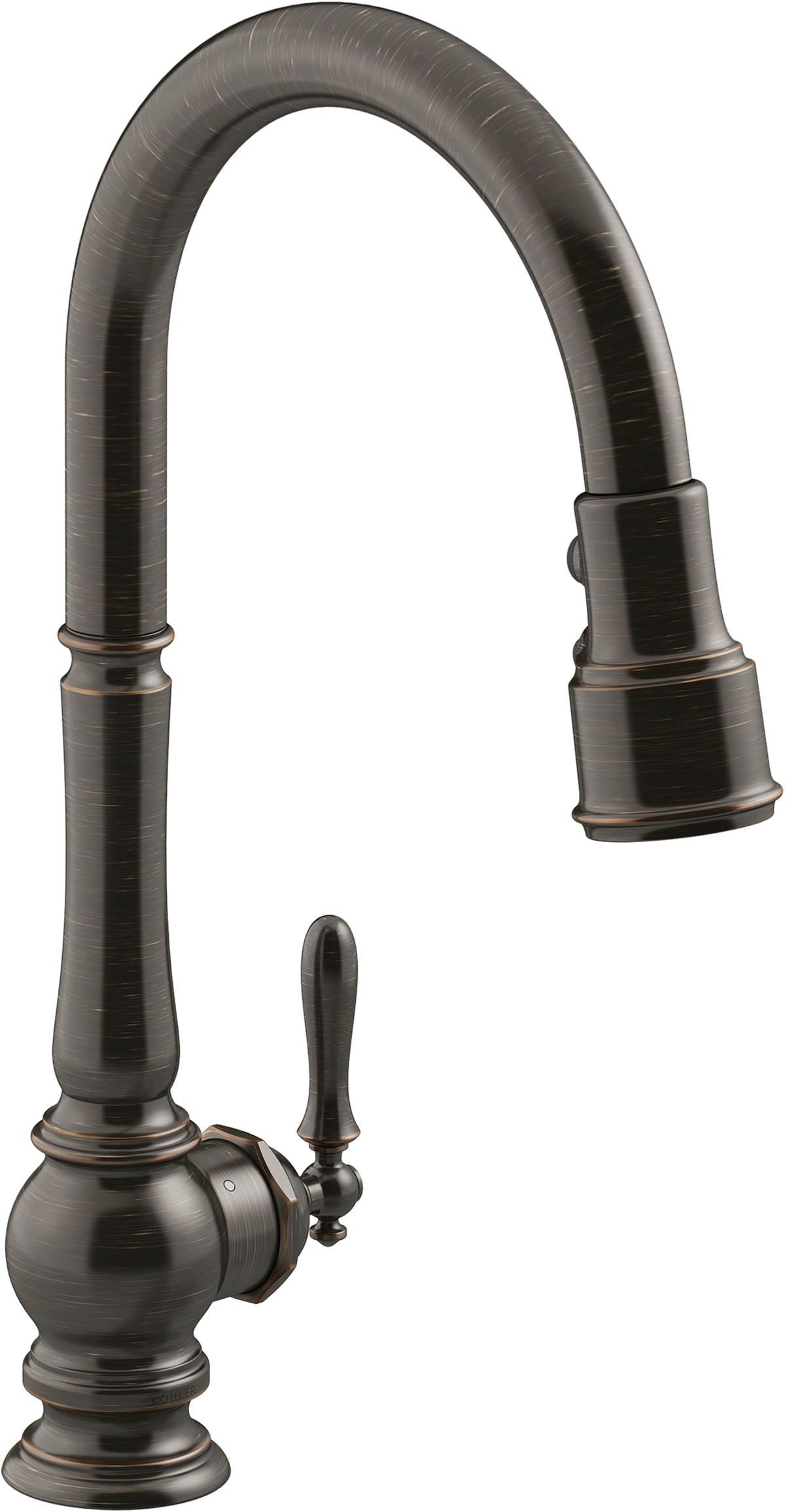 KOHLER K-29709-2BZ Artifacts Oil-Rubbed Bronze Single Handle Deck-mount Touchless Kitchen Faucet with Sprayer