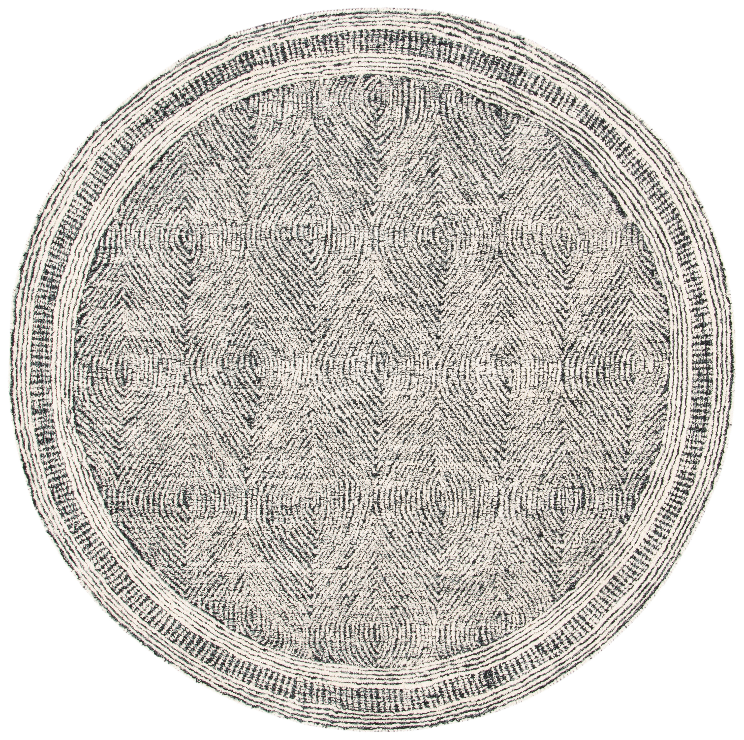Safavieh ABT340H-4R Abstract Zenzi 4 x 4 (ft) Tufted Wool Ivory/Charcoal Round Indoor Abstract Farmhouse/Cottage Area rug