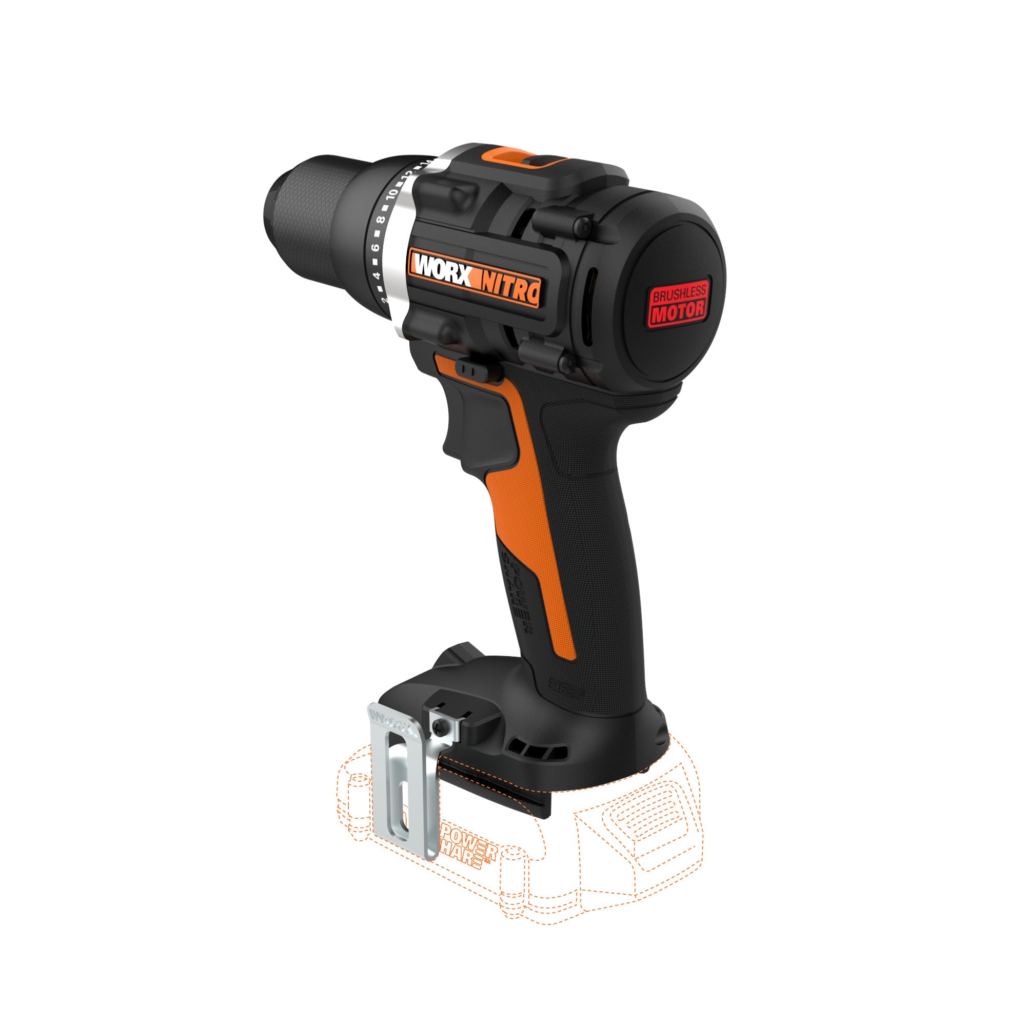 WORX Nitro Power Share 20-volt Max 1/2-in Brushless Cordless Drill in ...