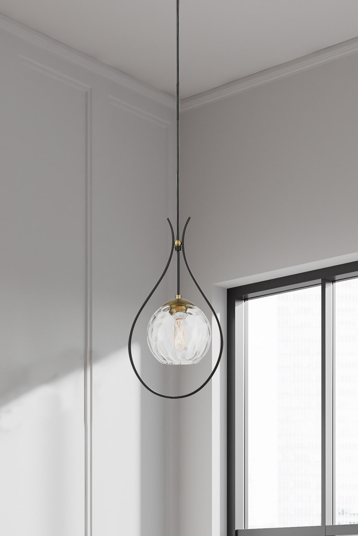 Minka Lavery 1531-726 Cody Soft Brass and Black Modern/contemporary Clear glass Globe Mini Hanging Pendant light