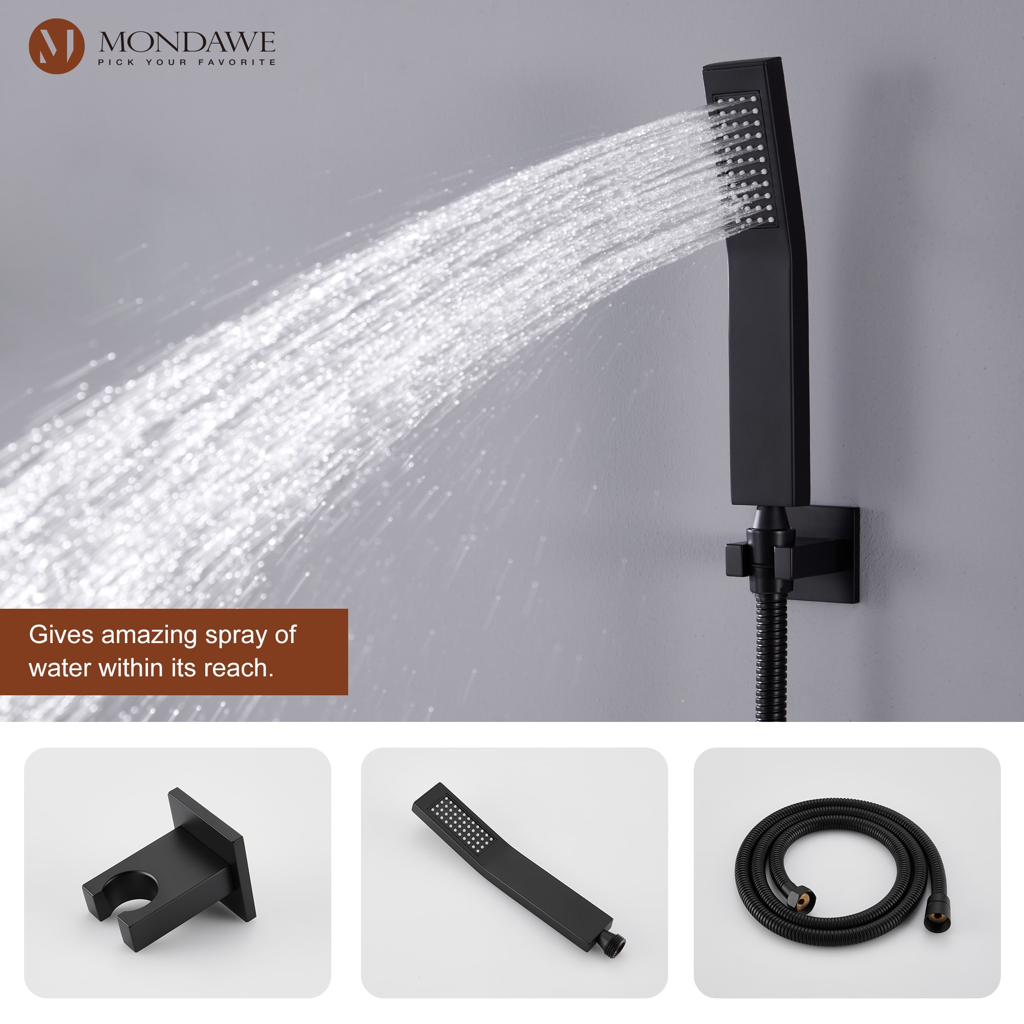 Mondawe WF6338SC-16BL Showerhead-Bar-Panels - View #8